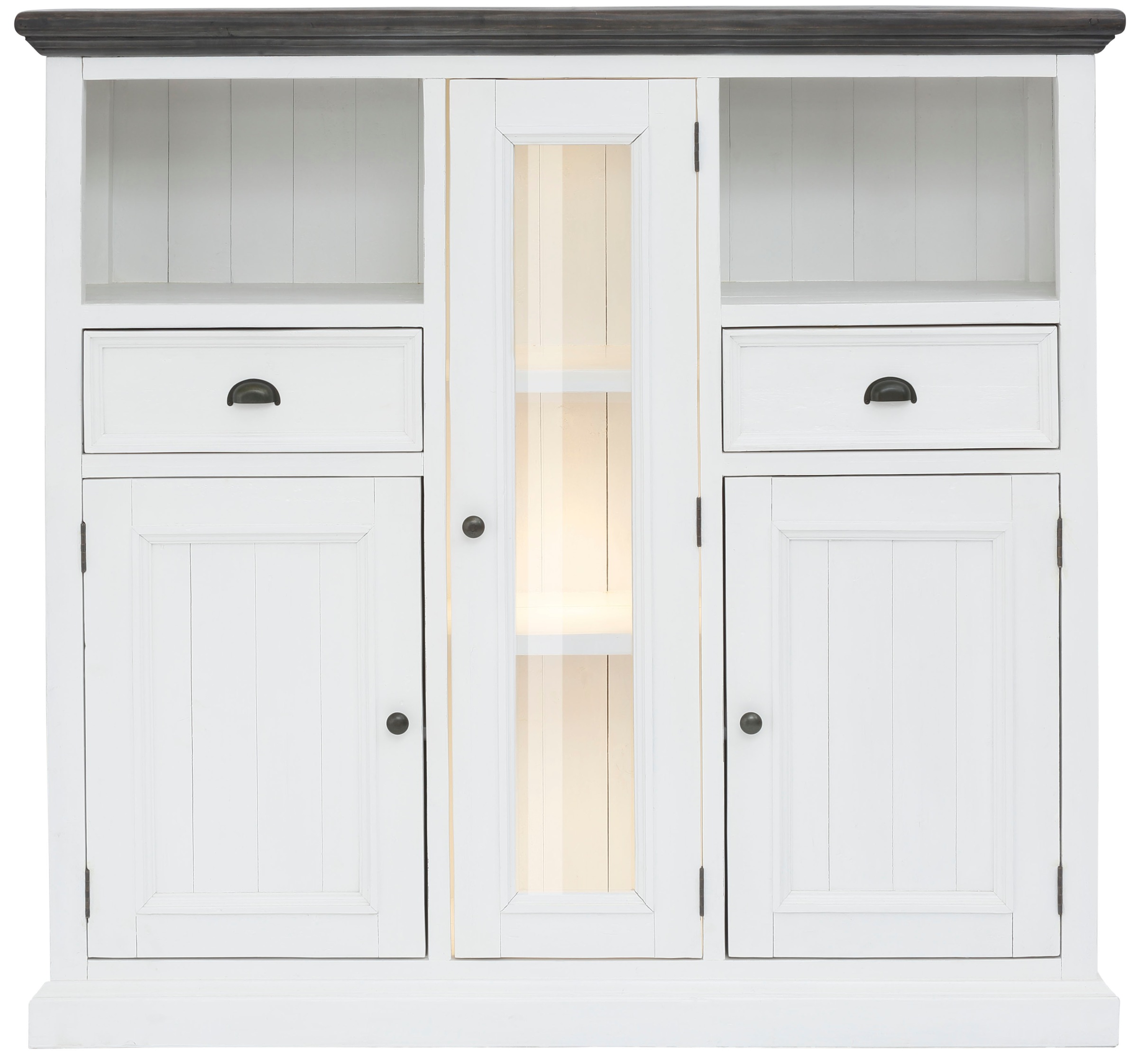 Quadrato Highboard »Landy«, Höhe: 140cm, recyceltes Pinienholz im Landhausstil