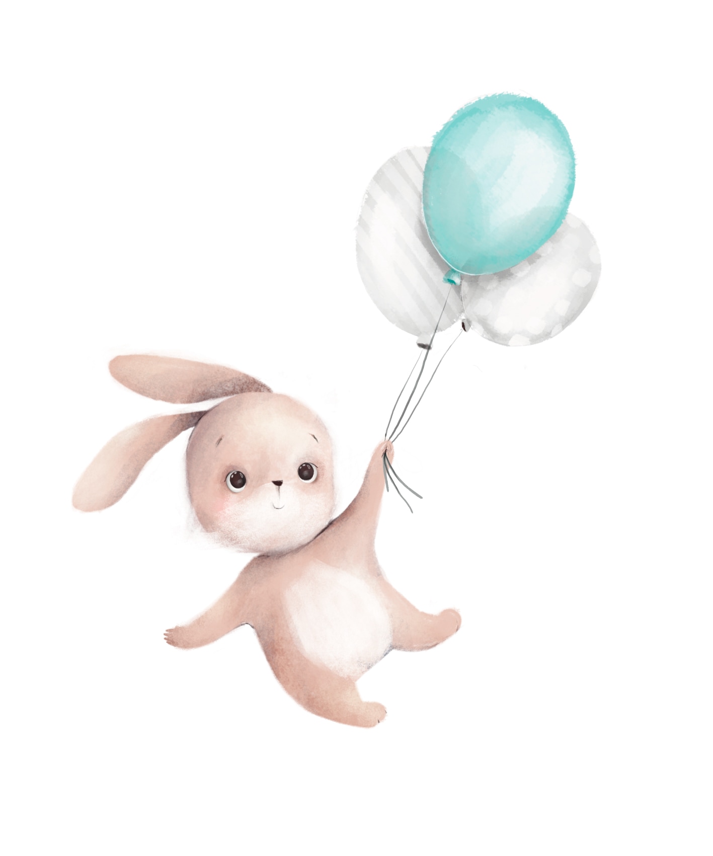 Lüttenhütt Bild mit Rahmen »oder Poster, Fliegender Hase mit Luftballons«, Fantasy-Hase-Hasen-Luftballon-Tiere, (1 St.), HD Premium Druck