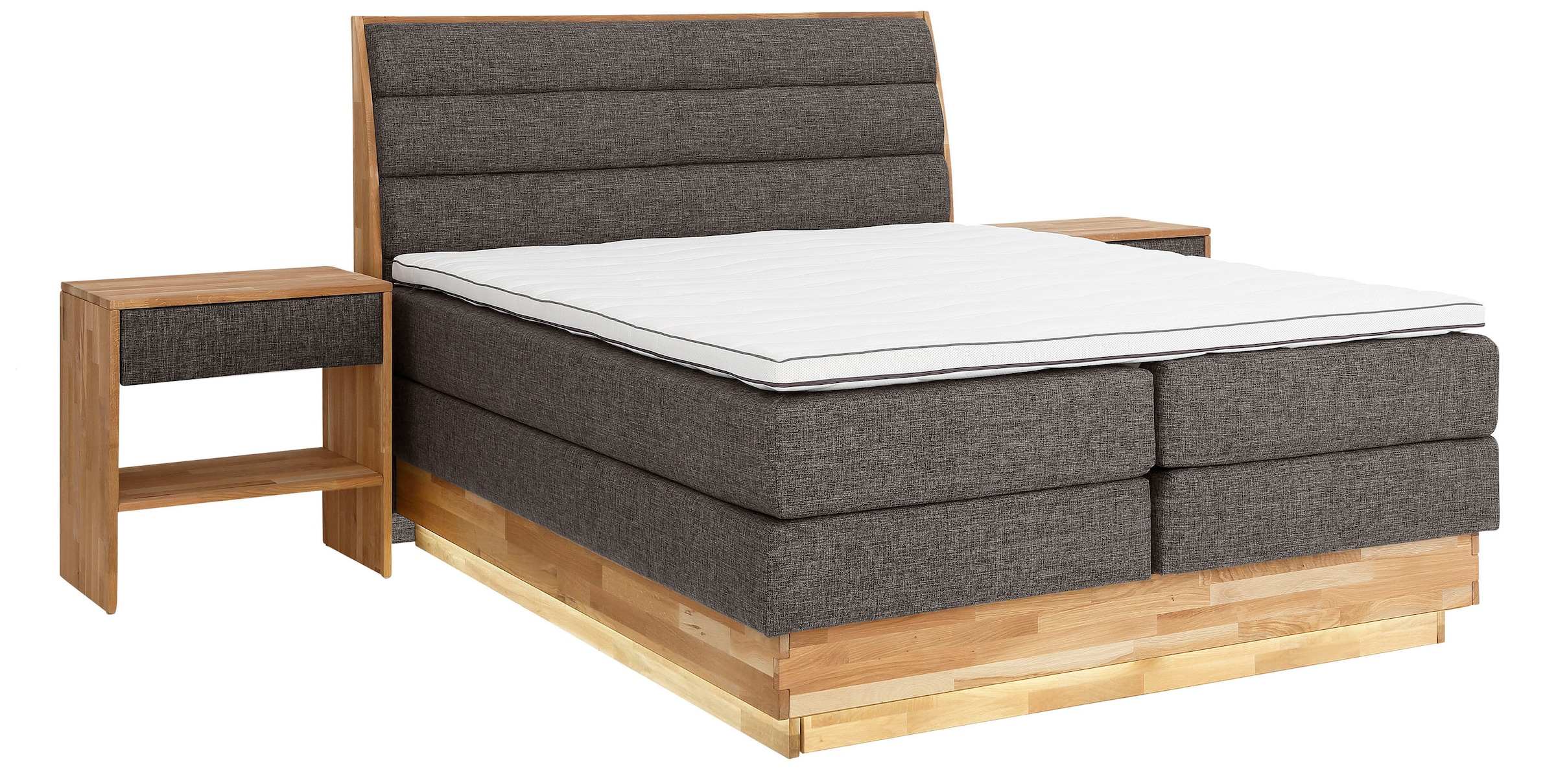 OTTO products Boxspringbett, LED-Beleuchtung, mit zertifizierten, recycelten Bezugsstoffen