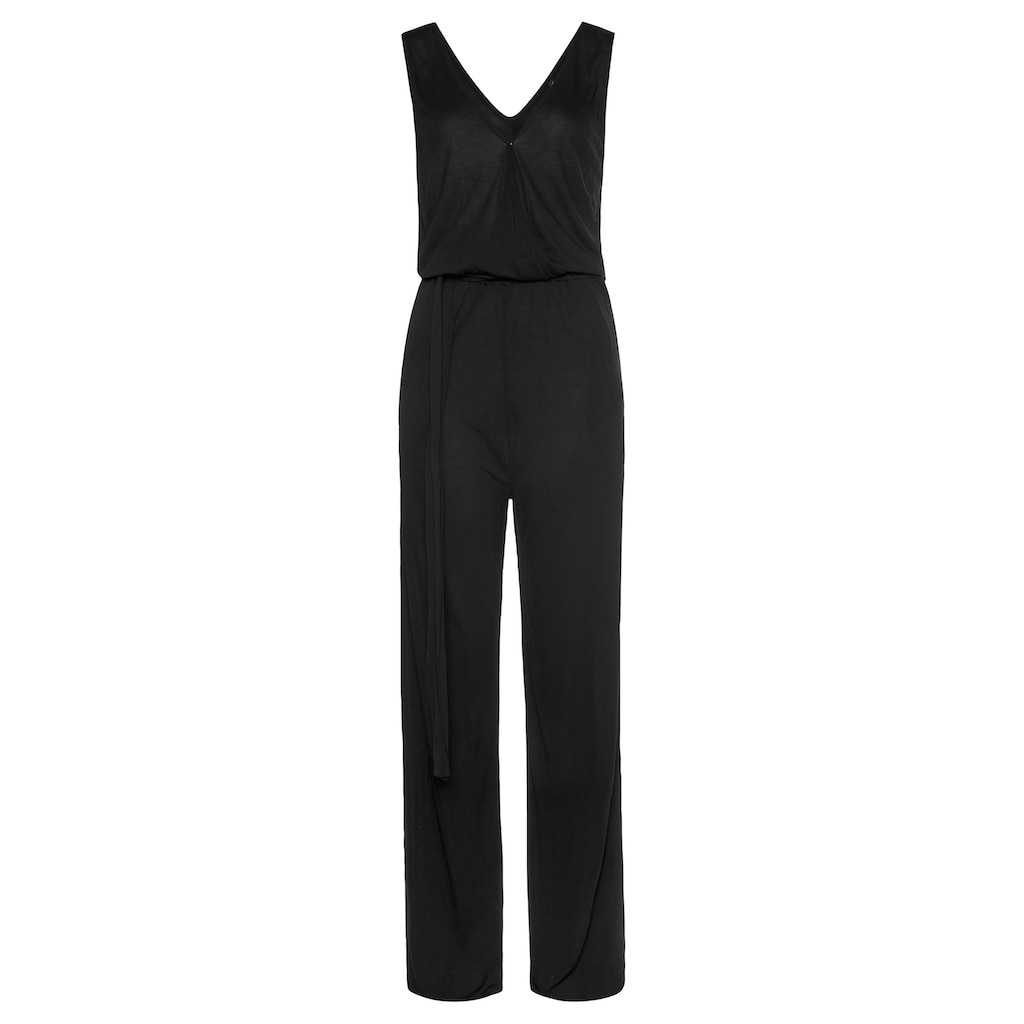 Buffalo Overall, (mit Bindegürtel), und weitem Bein, eleganter Jumpsuit mit Taschen, casual-chic