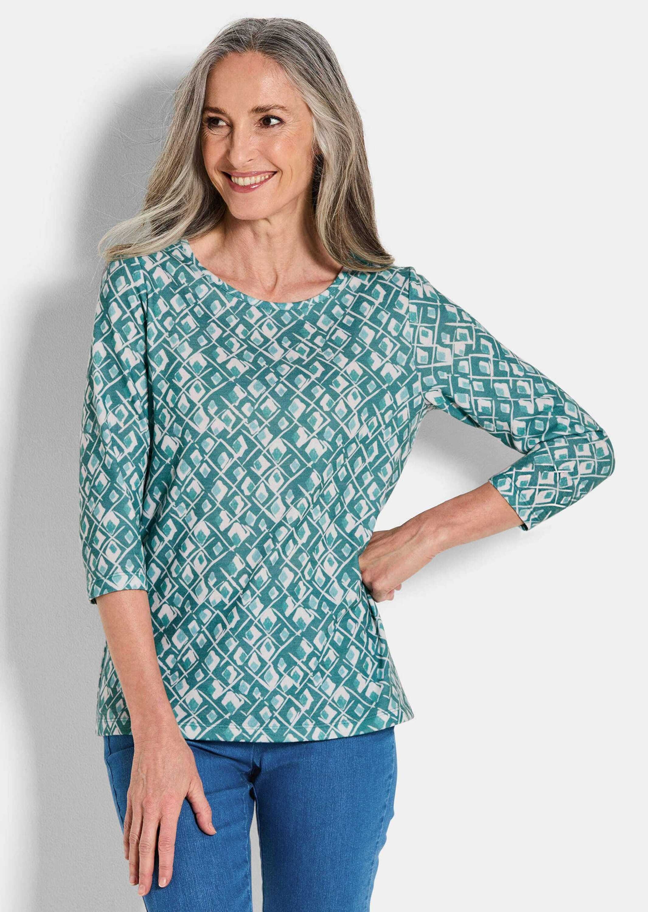 GOLDNER Print-Shirt »Kurzgröße Druckshirt aus flauschigem Jersey«