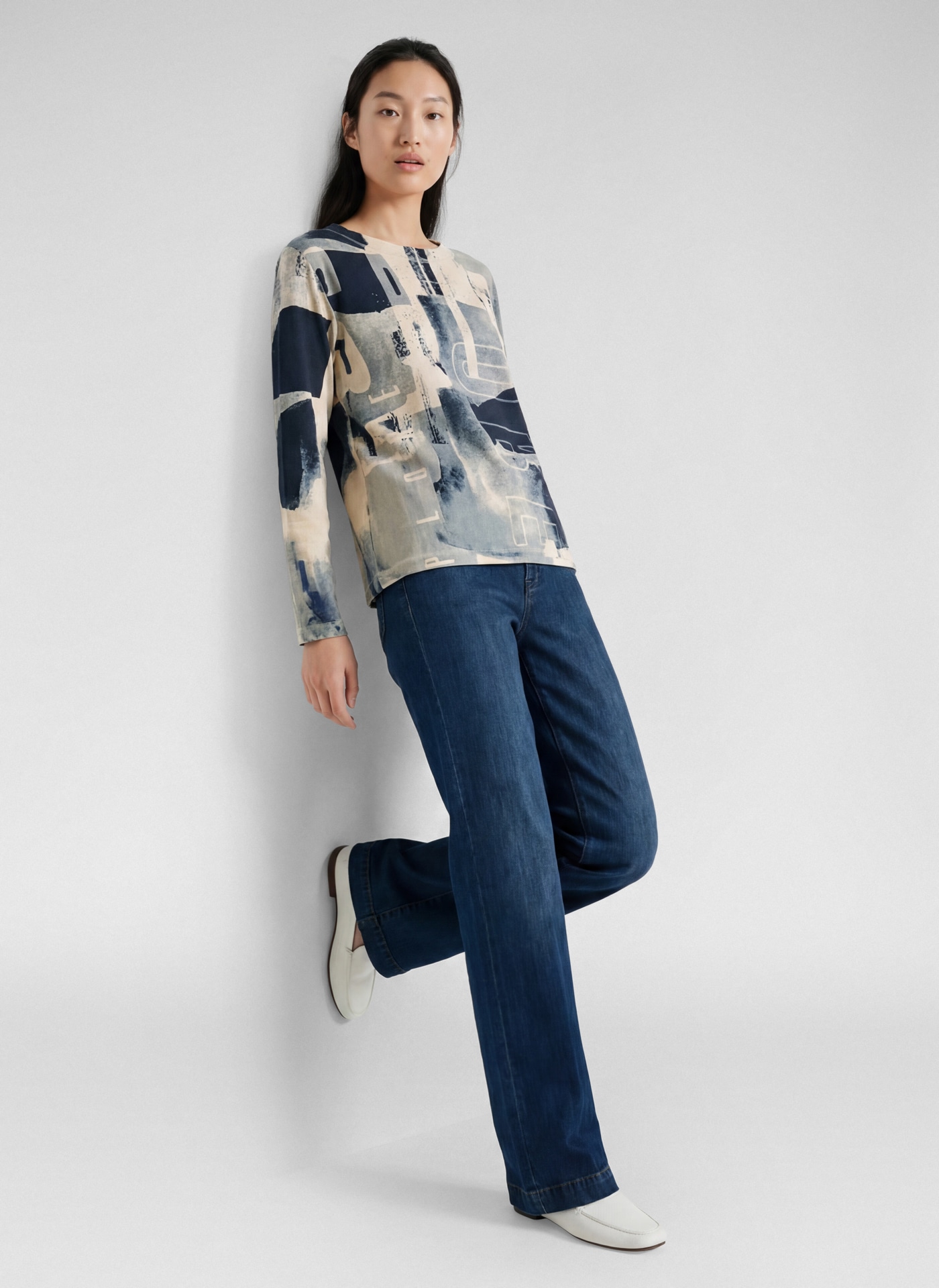 Rabe 3/4-Arm-Shirt mit grafischem Muster und Glitzer-Details