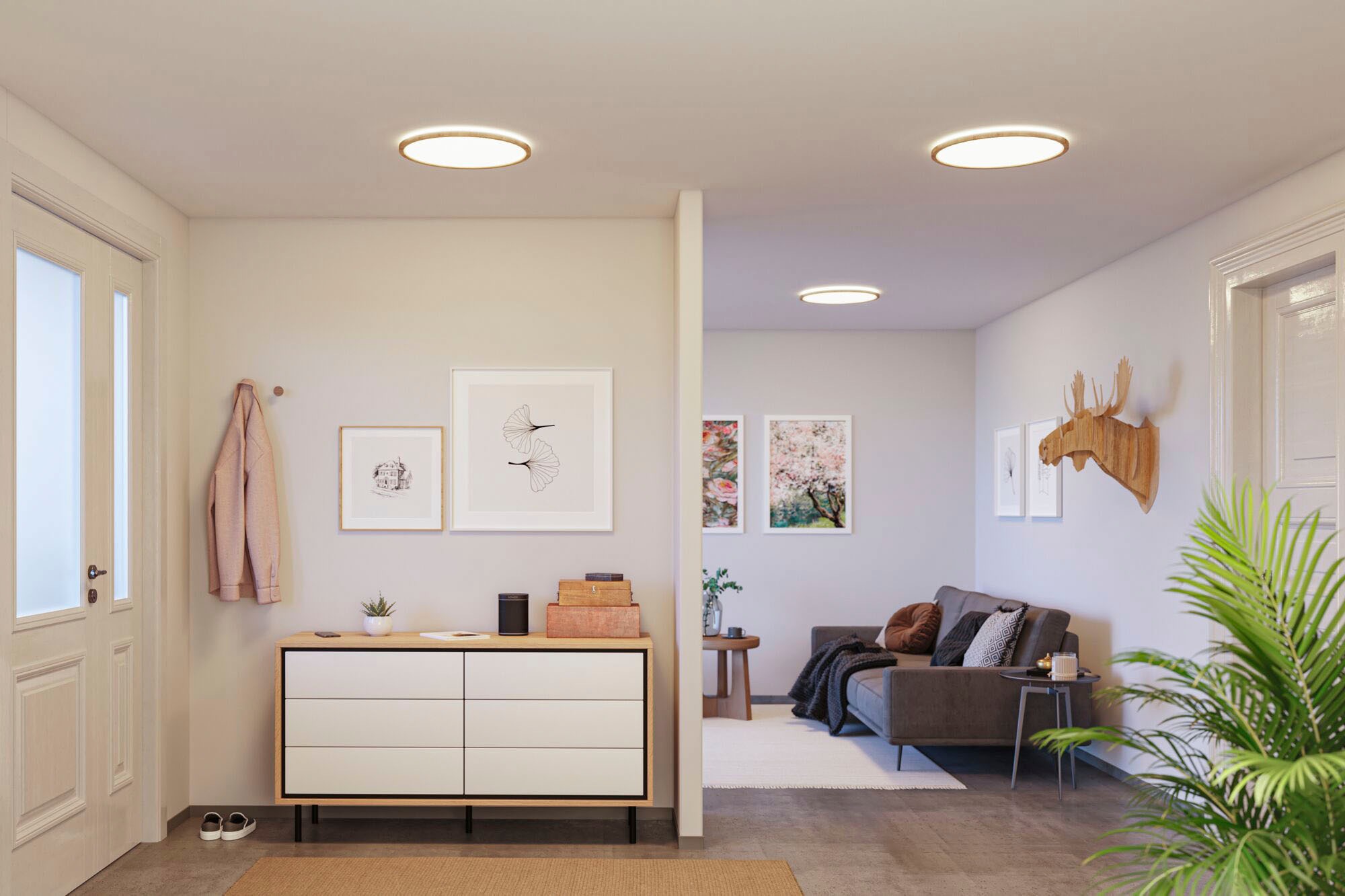 Paulmann LED Panel »Atria Shine 22W 4000K 420mm Eiche Kunststoff IP44«, 1 flammig, Hintergrundbeleuchtung