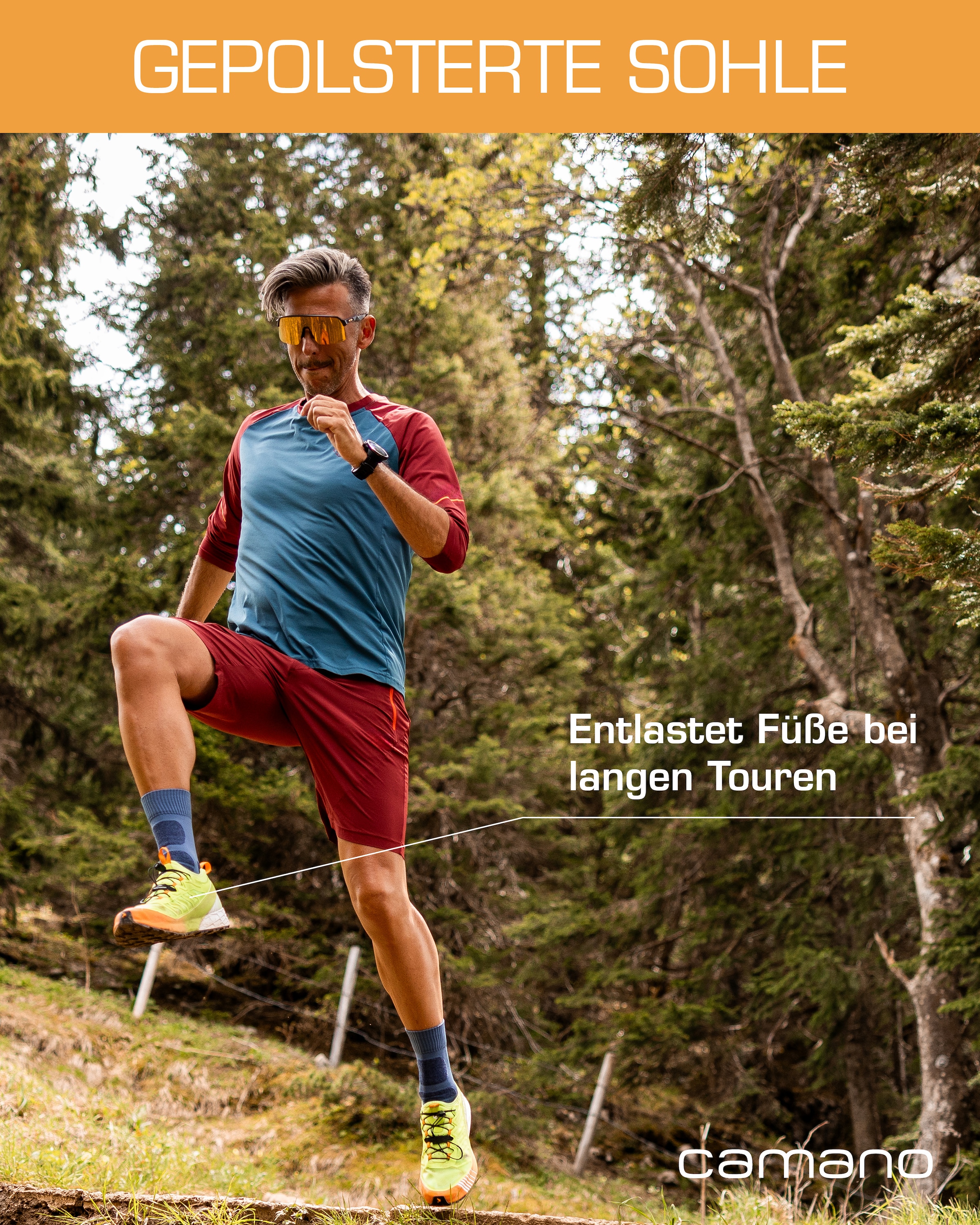 Camano Socken »Function« 4 Paar,  mit Fußgewölbe-Stütze