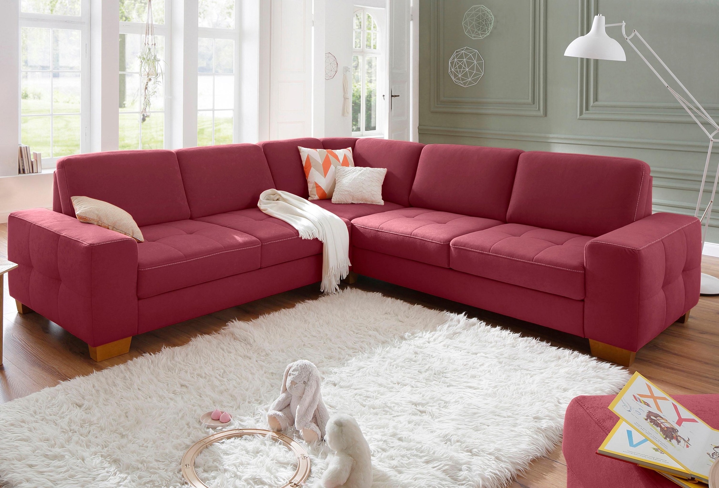 Home affaire Ecksofa »Puccini L-Form« mit Federkern, Sitztiefenverstellung, Kontrastnaht