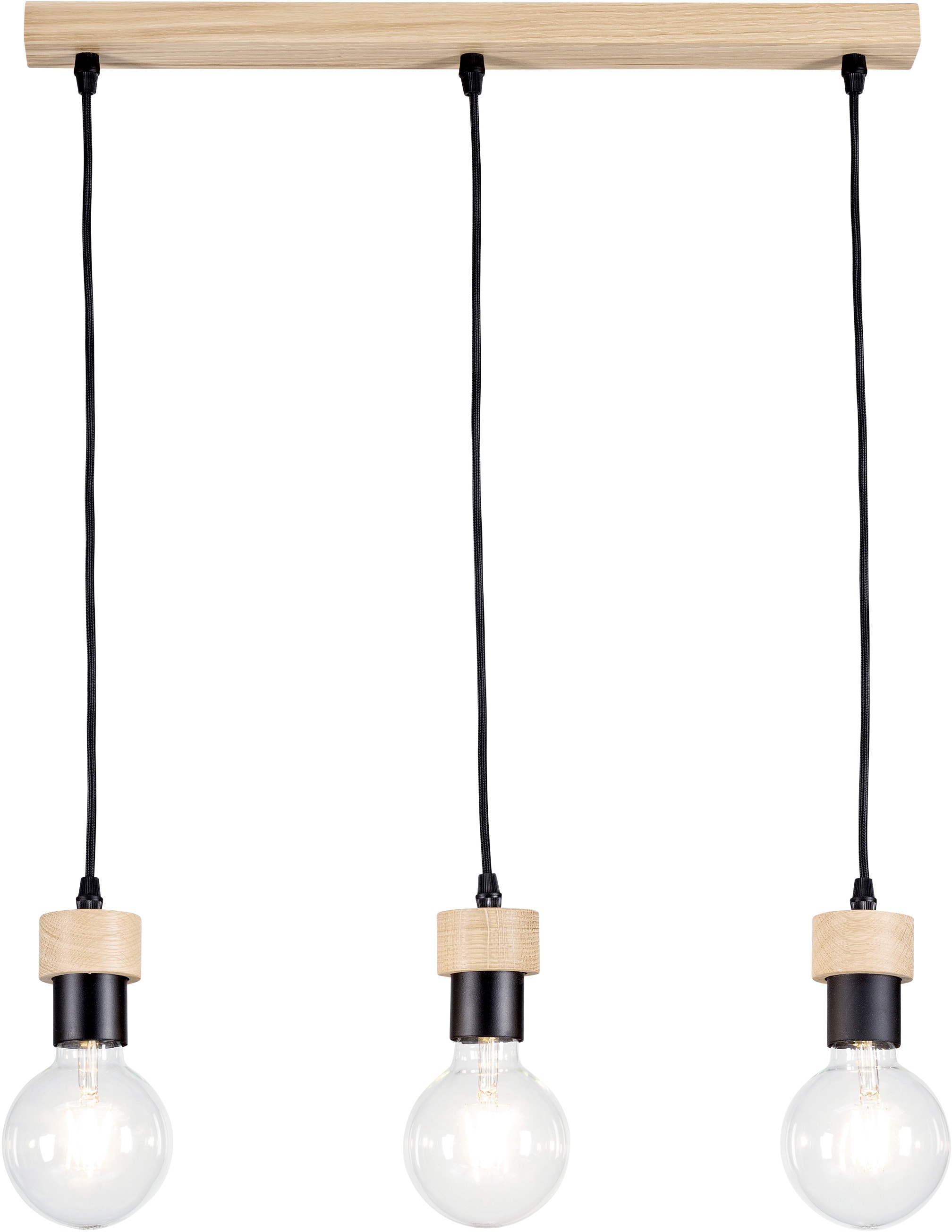 BRITOP LIGHTING Pendelleuchte »CLARTE«, 3 flammig, Leuchtmittel E27 | Leuchtmittel wechselbar-ohne Leuchtmittel, Naturprodukt aus Eichenholz