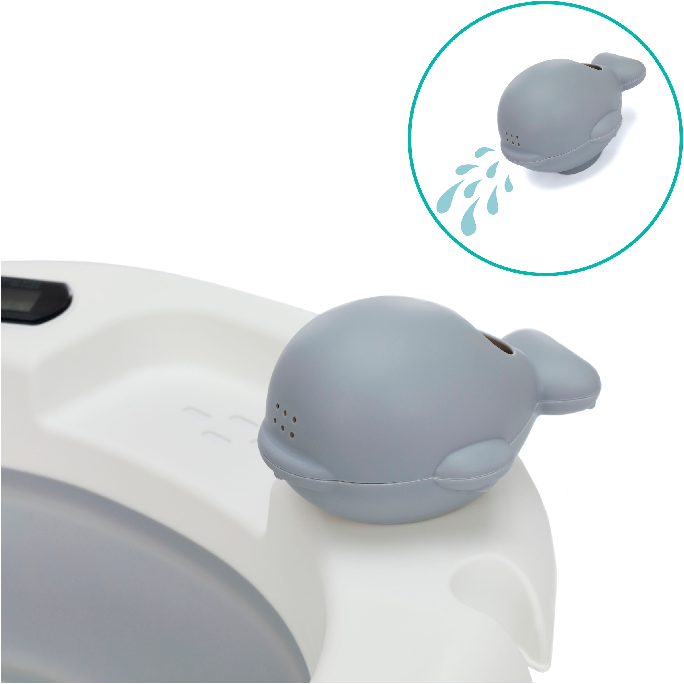 Fillikid Babybadewanne »Faltbadewanne Beluga grau« Höhe 20,5 cm mit Ablaufstöpsel inkl. Temperaturmessung