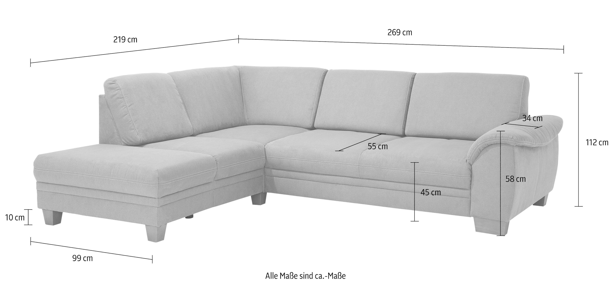 Home affaire Ecksofa »Husum«, mit Sitztiefenverstellung,  Federkern-Polsterung und Kontrastnaht kaufen bei OTTO