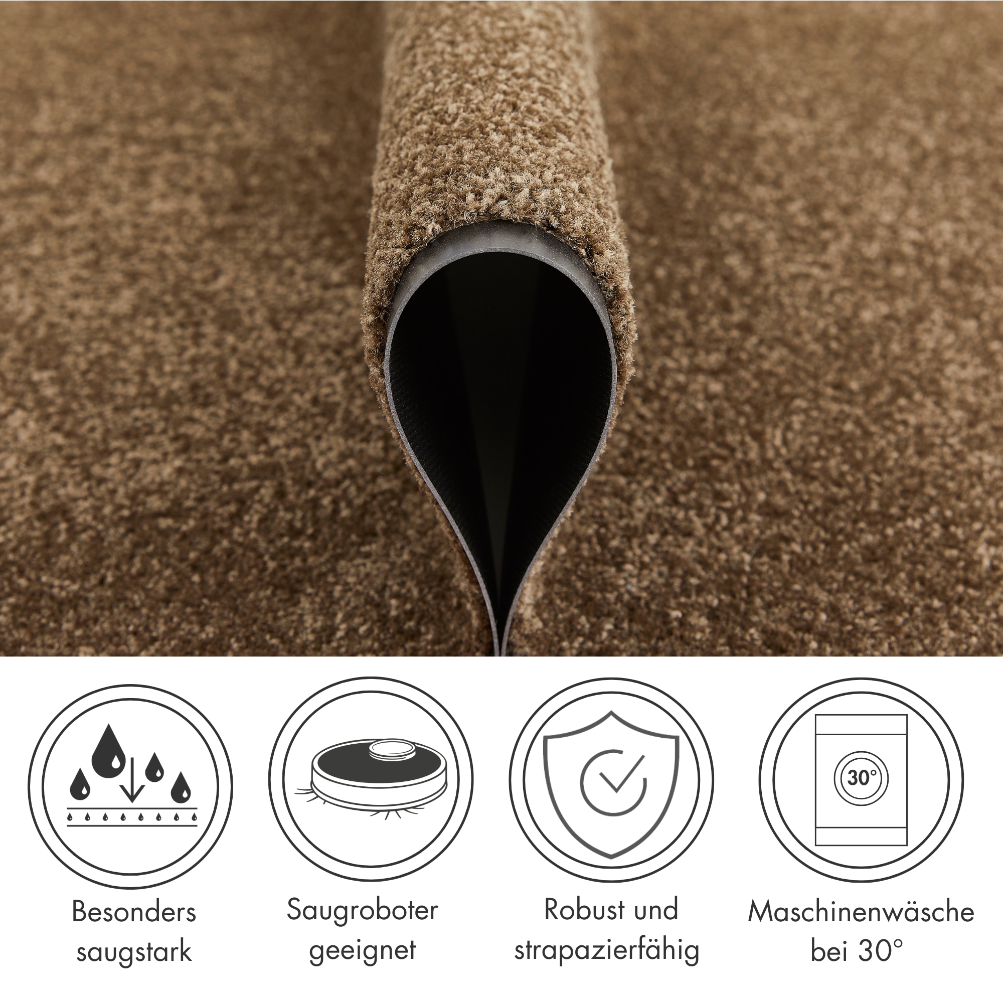 Andiamo Fußmatte »Super Wash & Clean, Made in Belgium« rechteckig 7 mm Höhe Schmutzfangmatte, Uni Farben, rutschhemmend, waschbar