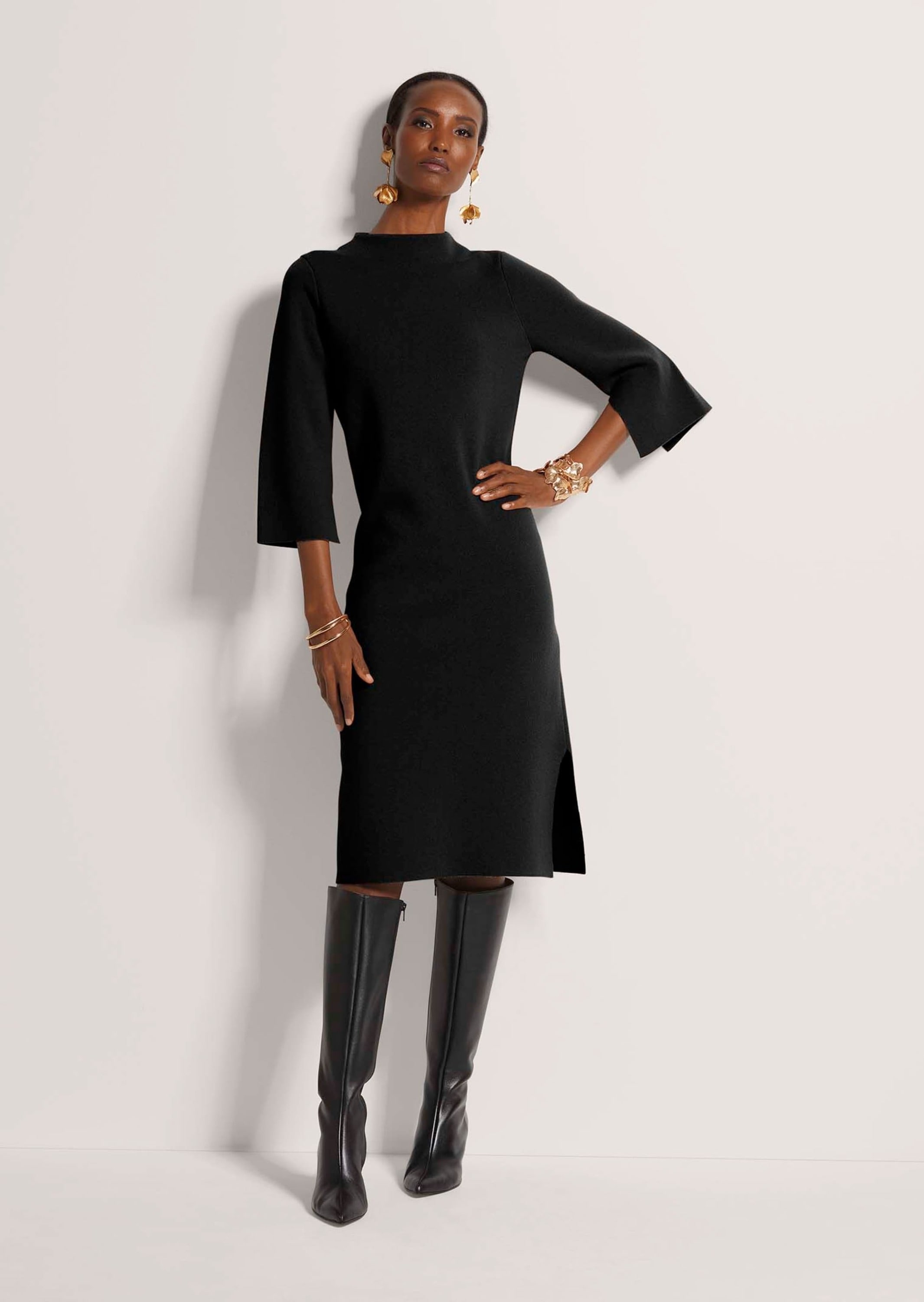 MADELEINE Strickkleid »Strickkleid Halbarm Kaschmir-Strickkleid in Midilänge«