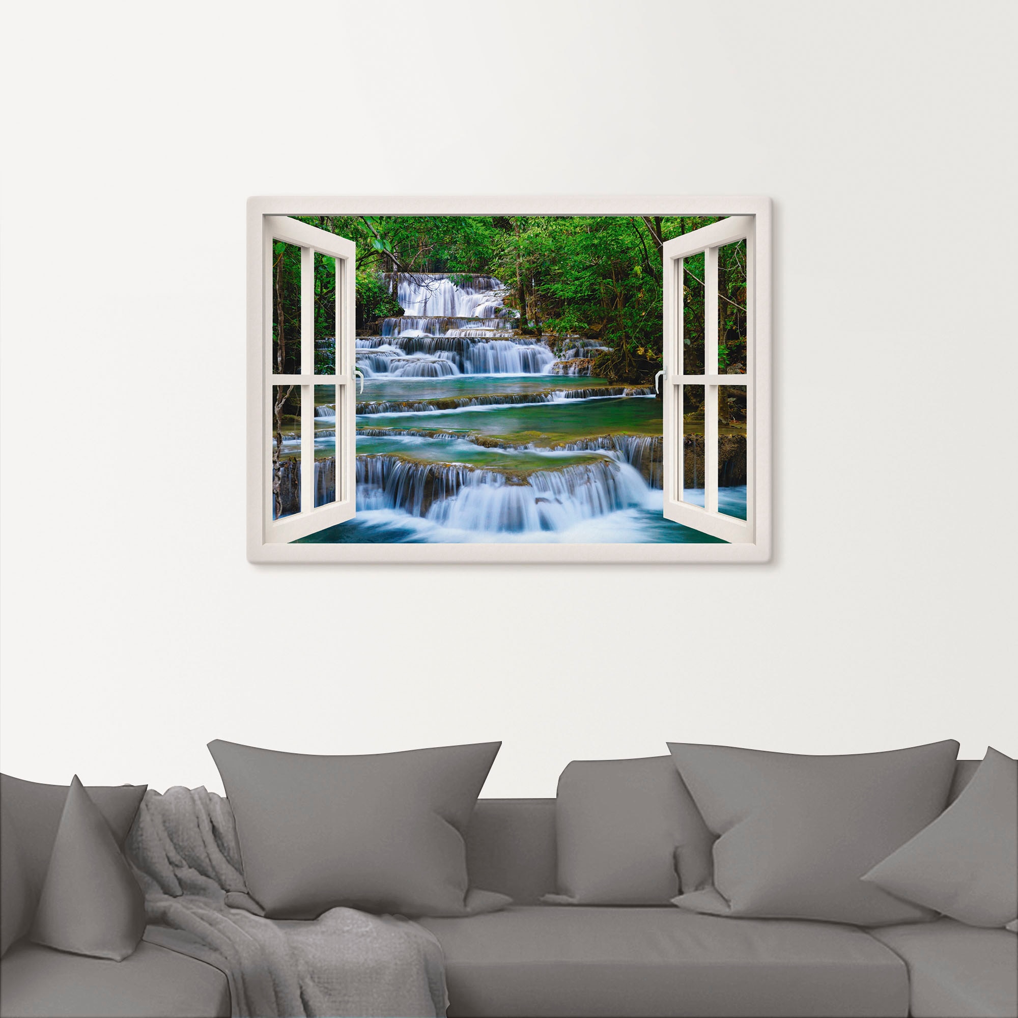Artland Leinwandbild »Fensterblick Wasserfall in Kanchanaburi« Fensterblick 1 Stk. tlg. als Leinwandbild, Poster, Wandaufkleber in verschied. Größen