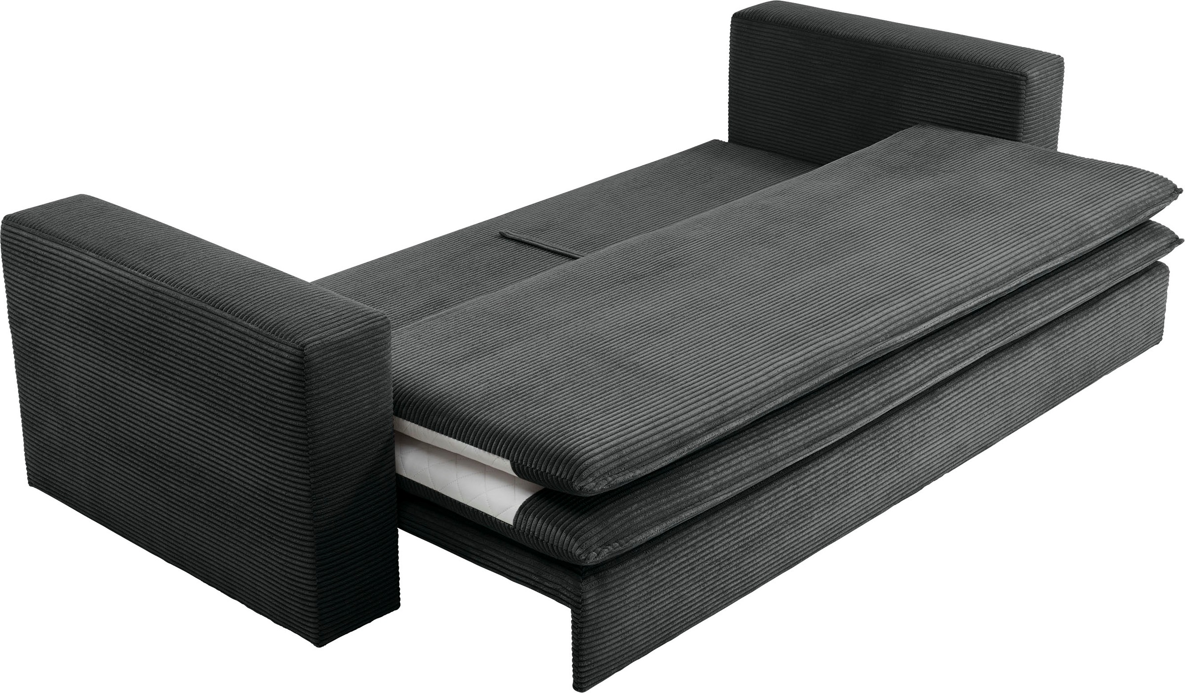Places of Style 3-Sitzer »PIAGGE«, Cord-Bezug - mit Bettfunktion und Bettkasten, mit praktischem Topper