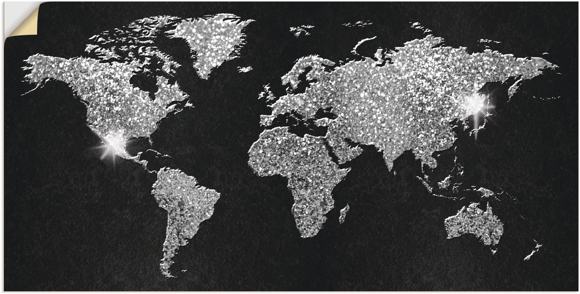 Weltkarten, als bei online Land- OTTO Leinwandbild, St.), in & (1 Artland versch. Größen Wandbild Wandaufkleber oder Alubild, Glitzer«, Poster »Weltkarte