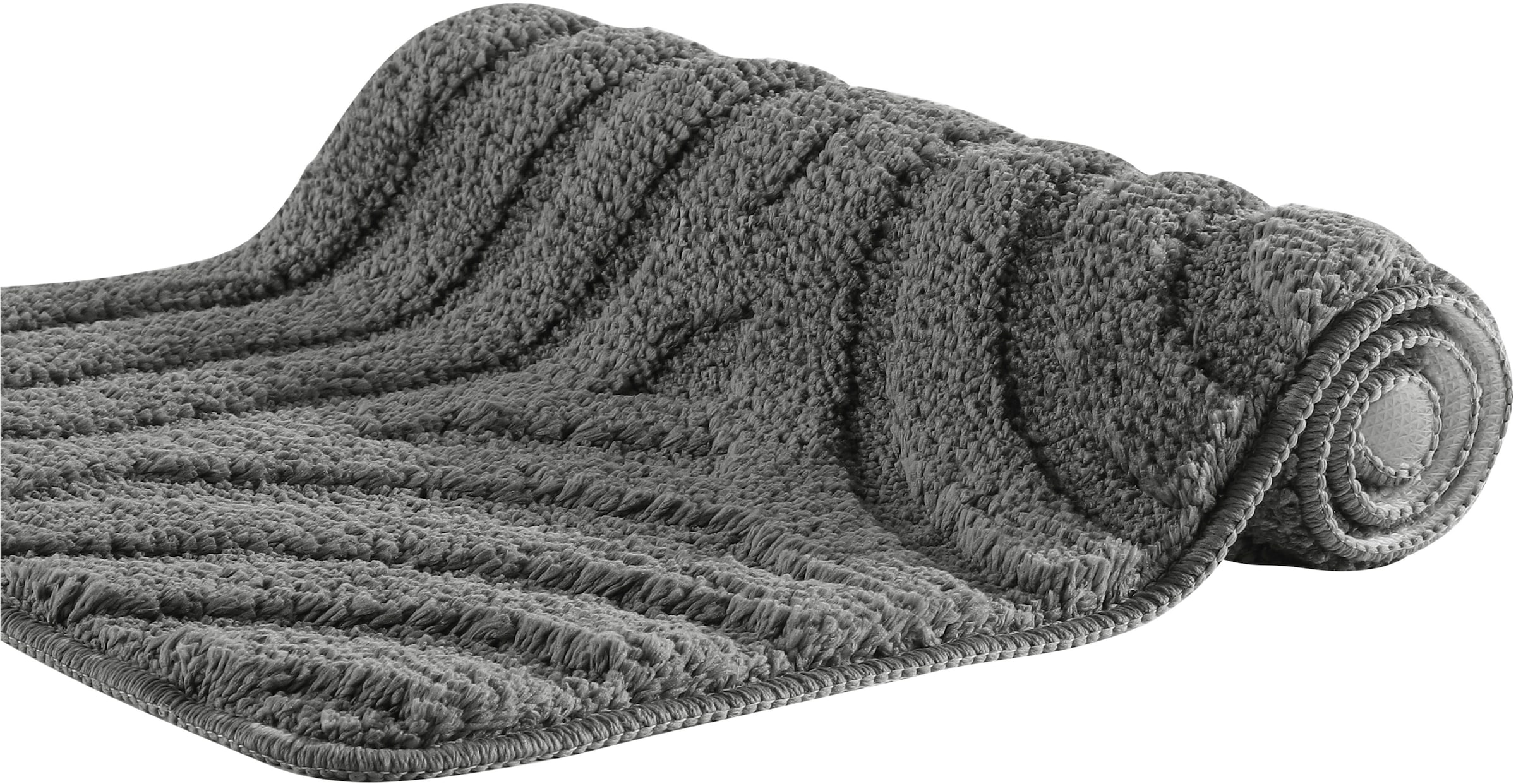 my home Badematte »Sanremo Scandi, Badvorleger, Badezimmer Teppich, Duschvorleger« Höhe 20 mm rutschhemmend beschichtet strapazierfähig Badteppich, Uni Farben, Hoch-Tief-Effekt, modernes Muster, Boho