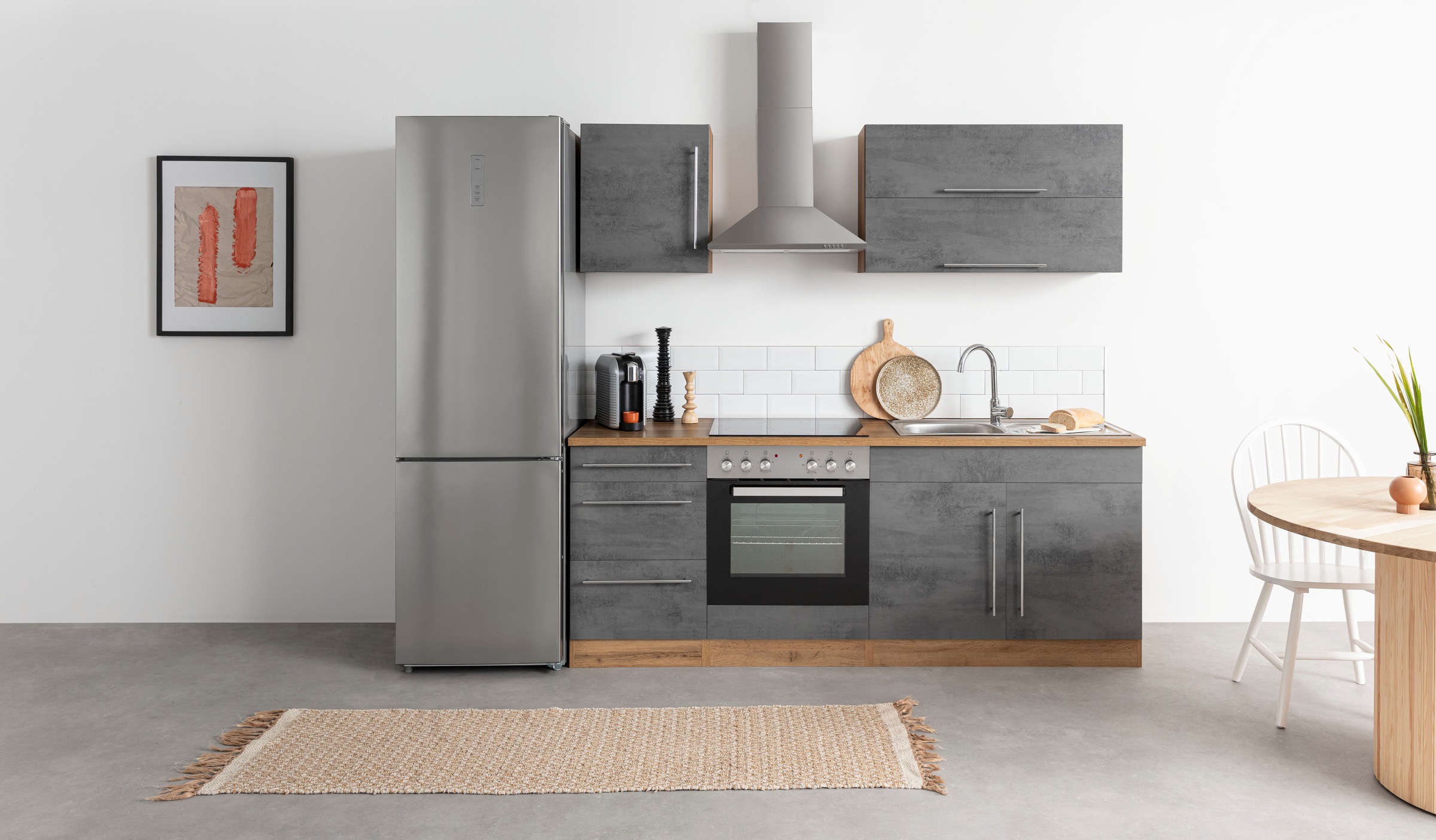 HELD MÖBEL Küchenzeile mit E-Geräten, mit aus cm 210 OTTO bei Breite kaufen Stangengriffen Metall »Samos«, online