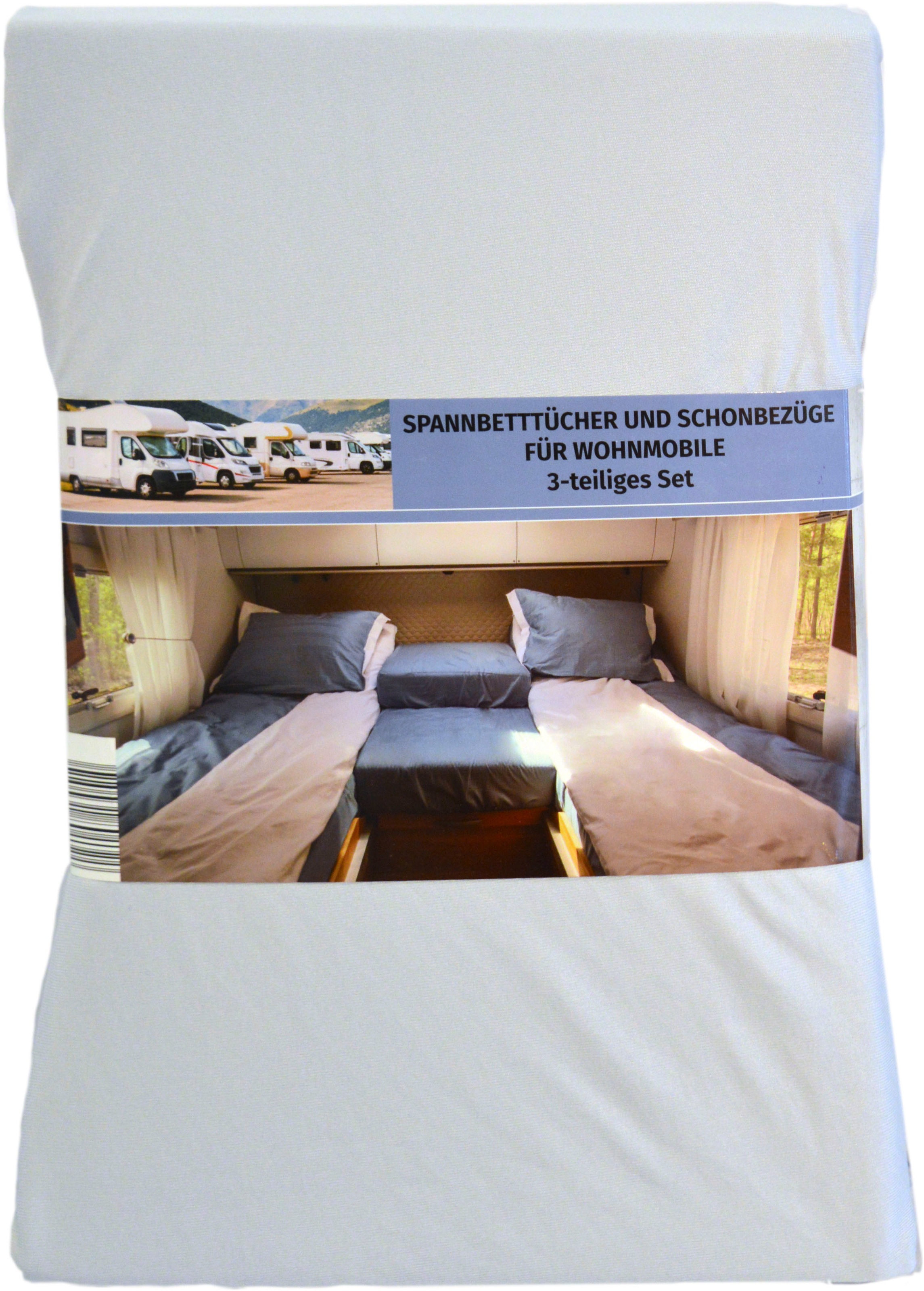 Kinzler Spannbettlaken »Jersey Spannbettlaken im 3-teiligen Set« für das Wohnmobil/Wohnwagen Heckbett in grau, Größe 70-85x190-210 23
