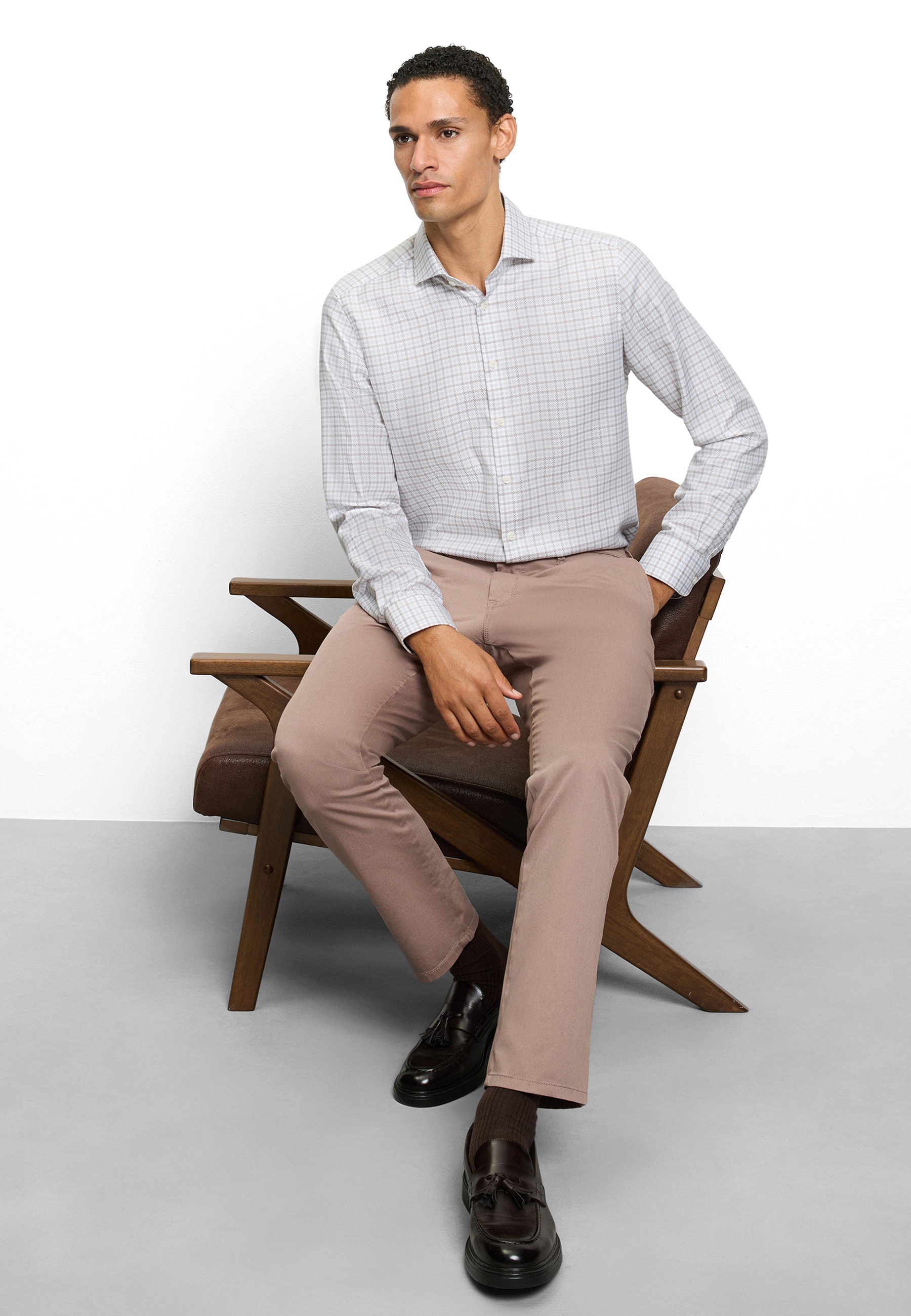 OLYMP Langarmhemd »Level Five« Businesshemd, body fit, Royal Kentkragen, Karomuster