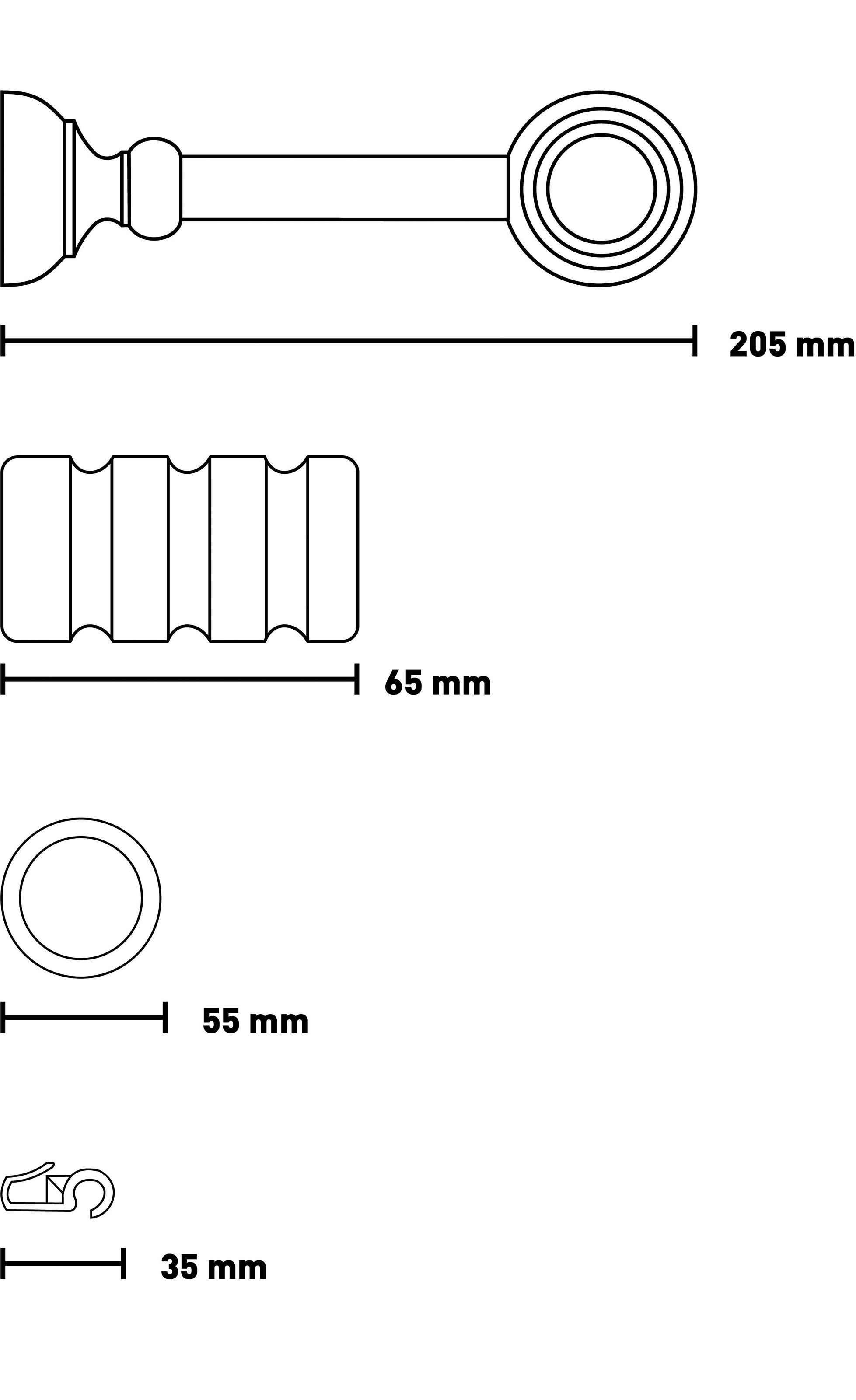 SN DECO GROUP Gardinenstange »Pisa« 1 läufig-läufig Fixmaß 28 mm, Holz, verschiedene Längen und Farben, Komplettset
