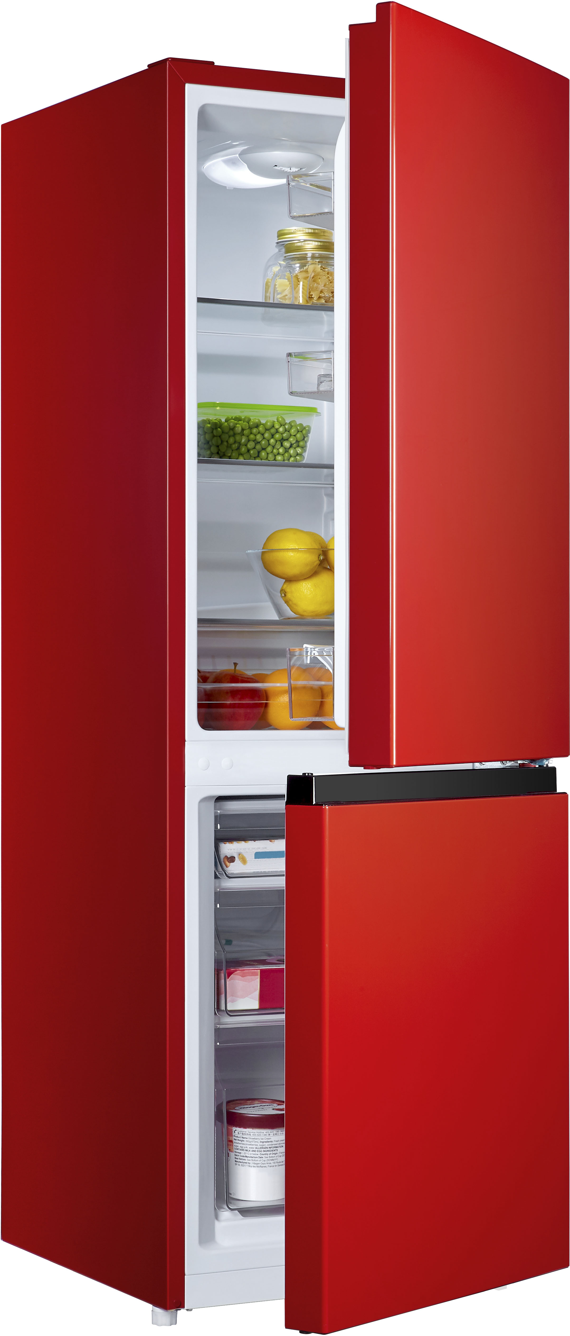 Hanseatic Kühl-/Gefrierkombination »HKGK14349DR« 143 cm hoch 49,5 cm breit Abtauautomatik, Obst & Gemüse-Fach in rot