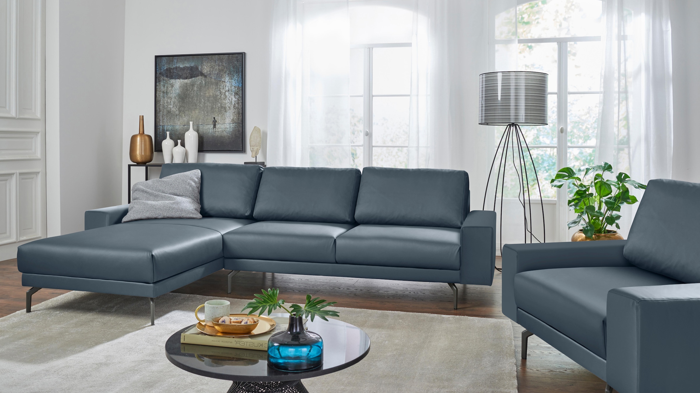 Ecksofa »CR.450, Designecksofa, L-Form«, Armlehne breit und niedrig, Alugussfüße in...