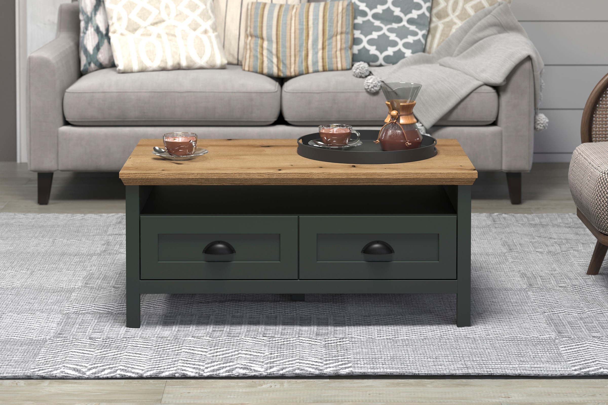 Home affaire Couchtisch »Vienna« 1 Stk. tlg. Sofatisch mit 2 Schubladen und Ablagefläche - (B/T/H) 101/60/45 cm