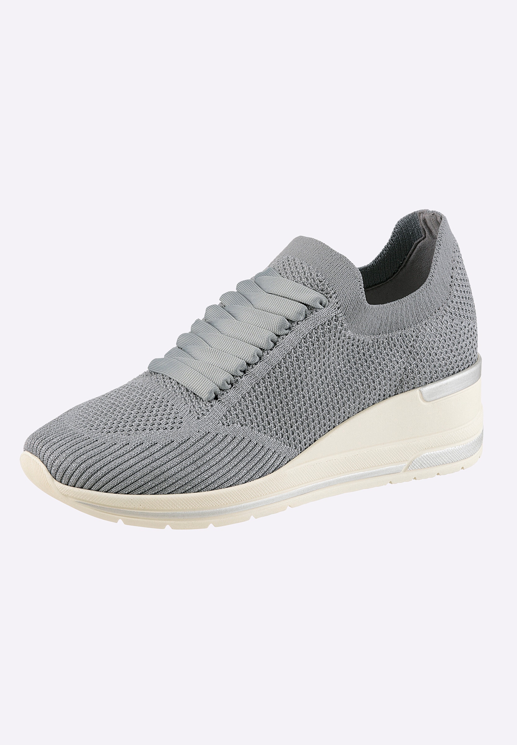 airsoft modern+ Schnürschuh »Sneaker Keilsneaker aus glitzerndem Mesh-Stoff«