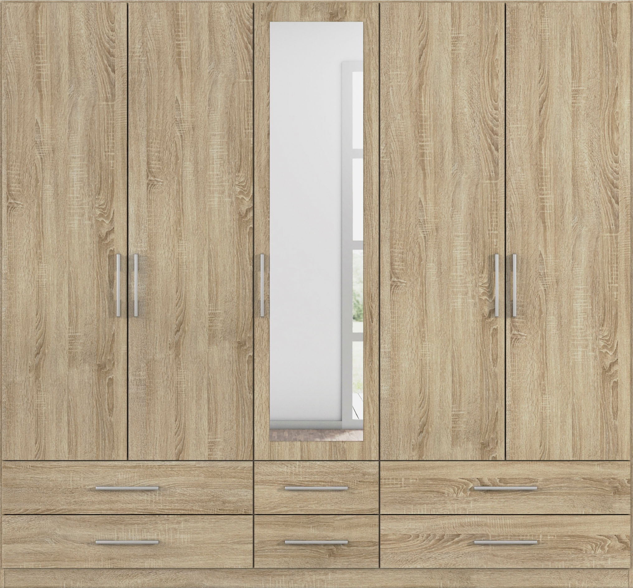 rauch Kleiderschrank »Schrank Garderobe Wäscheschrank HERSBRUCK in 2 Breiten« Breiten: 226 oder 271 cm, Höhe 210 cm,  mit 6 großzügigen Schubladen sowie Spiegeltüren MADE IN GERMANY