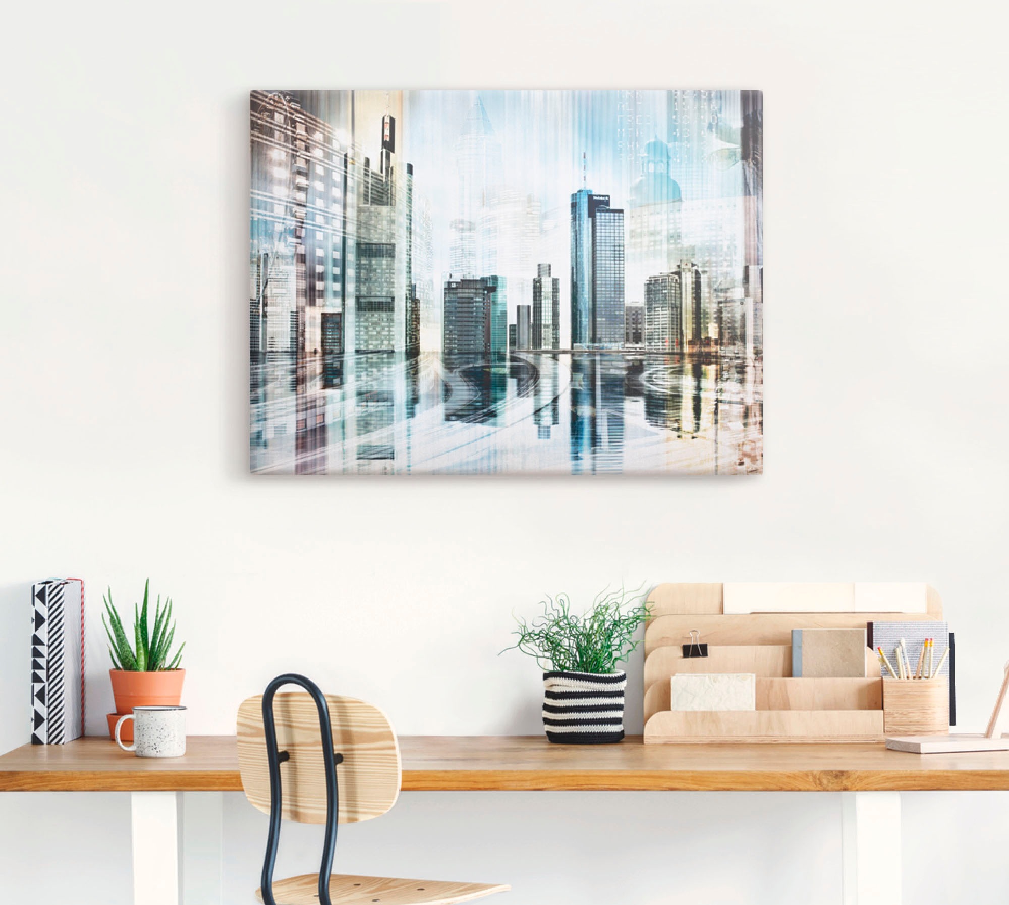 Artland Leinwandbild »Frankfurt Skyline Abstrakte Collage«, Deutschland, (1 St.), auf Keilrahmen gespannt