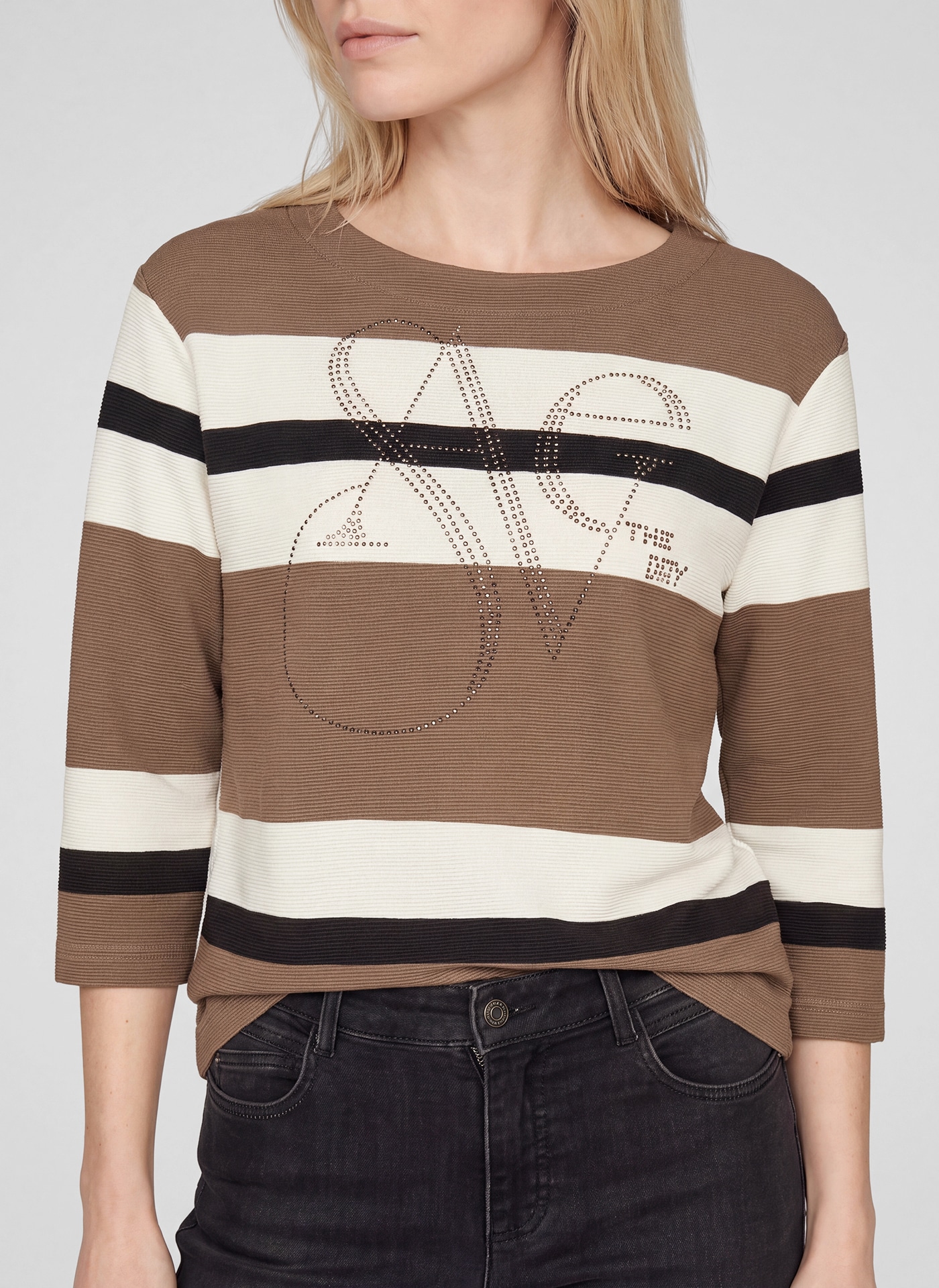 Rabe 3/4-Arm-Shirt Strickpullover im Streifen-Design und mit Glitzer-Details