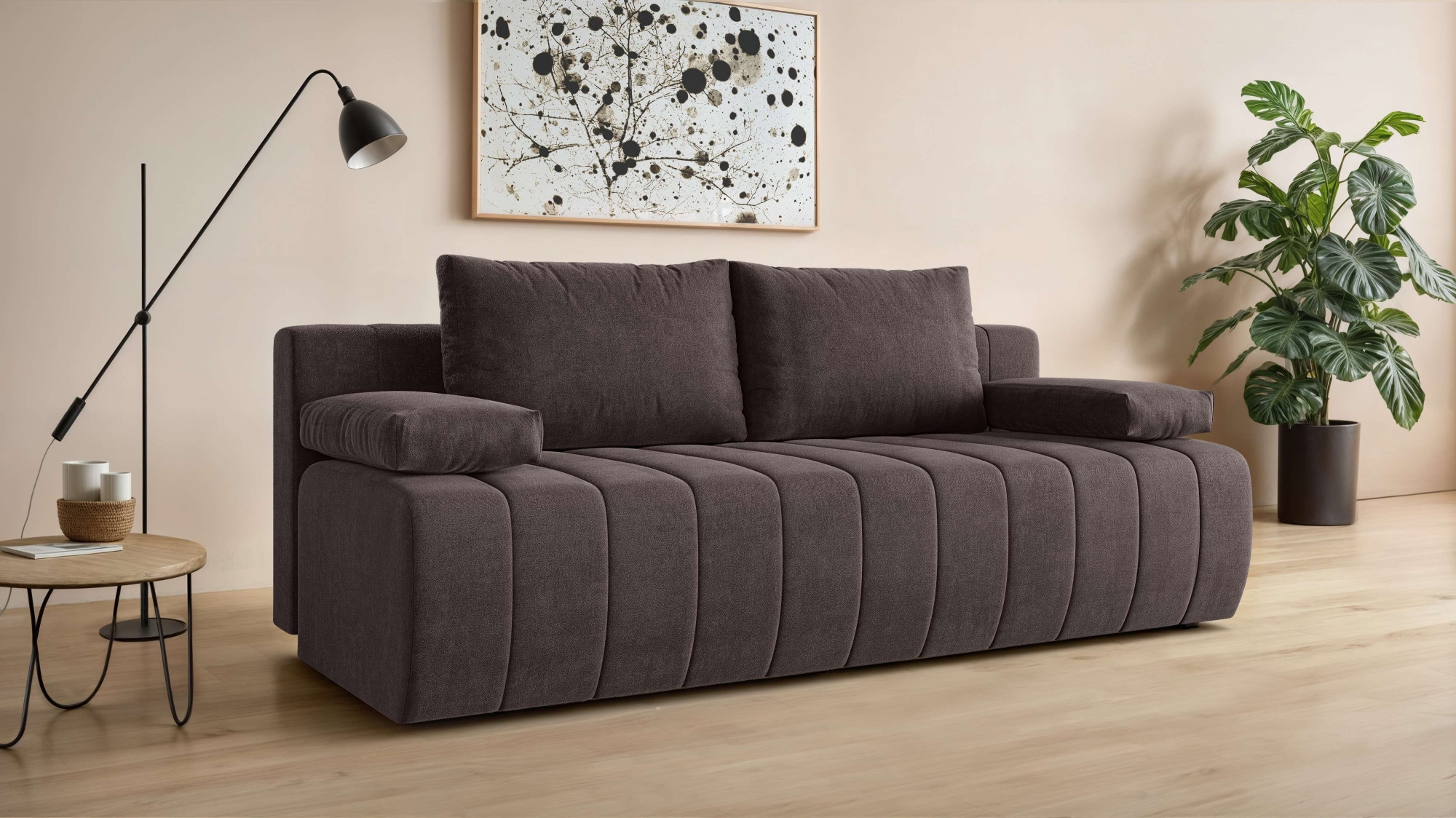 Home affaire 3-Sitzer »LOVENDY Schlafsofa mit Bettkasten, Breite 195cm, Liegefläche 145x195cm« mit Rückenkissen und Armlehnenkissen, belastbar bis 330 kg