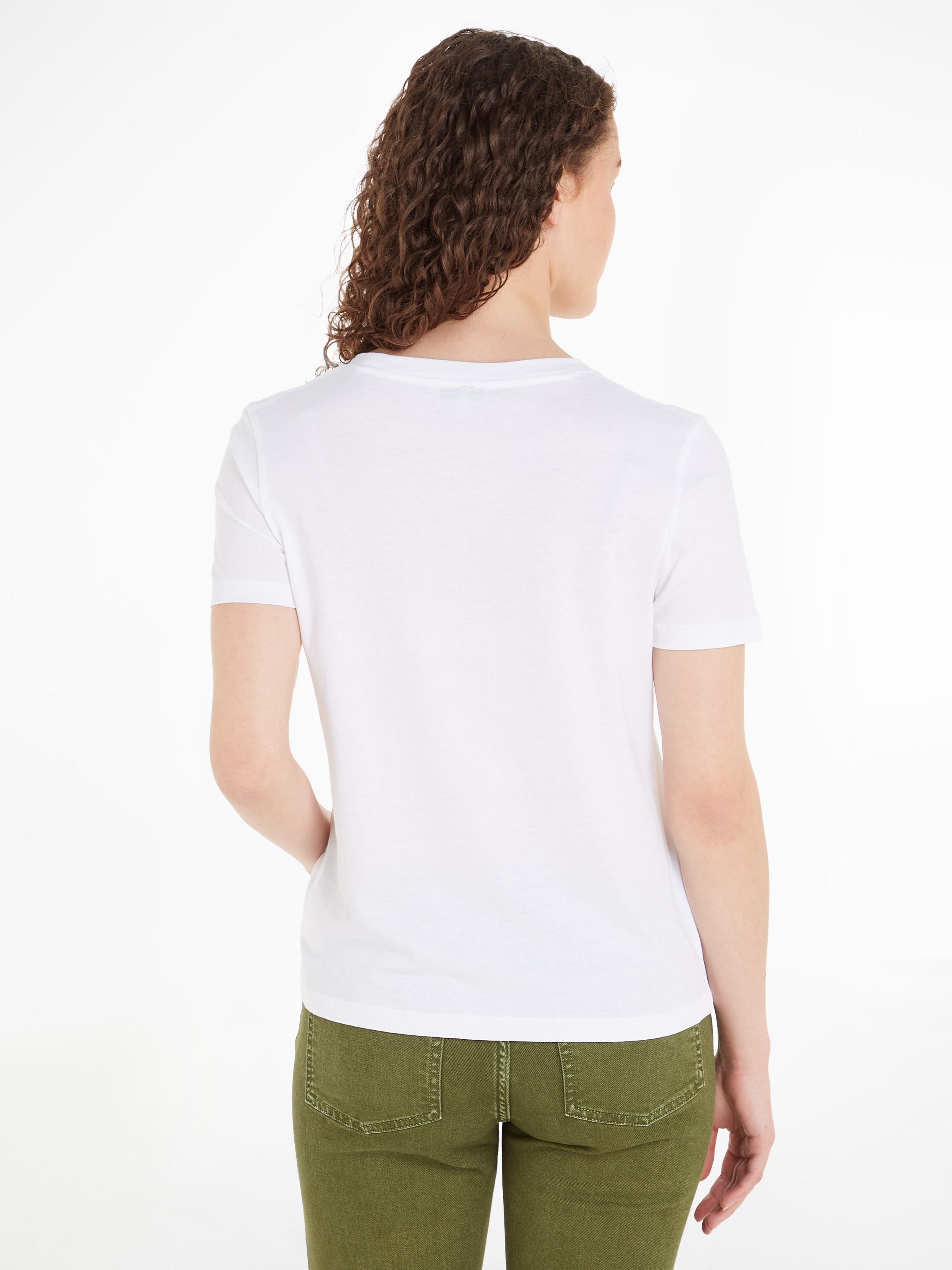 Tommy Hilfiger T-Shirt »REG CORP LOGO C-NK mit Logoschriftzug und Stickerei«, meliert, casual, regular fit, Baumwolle, Rundhals