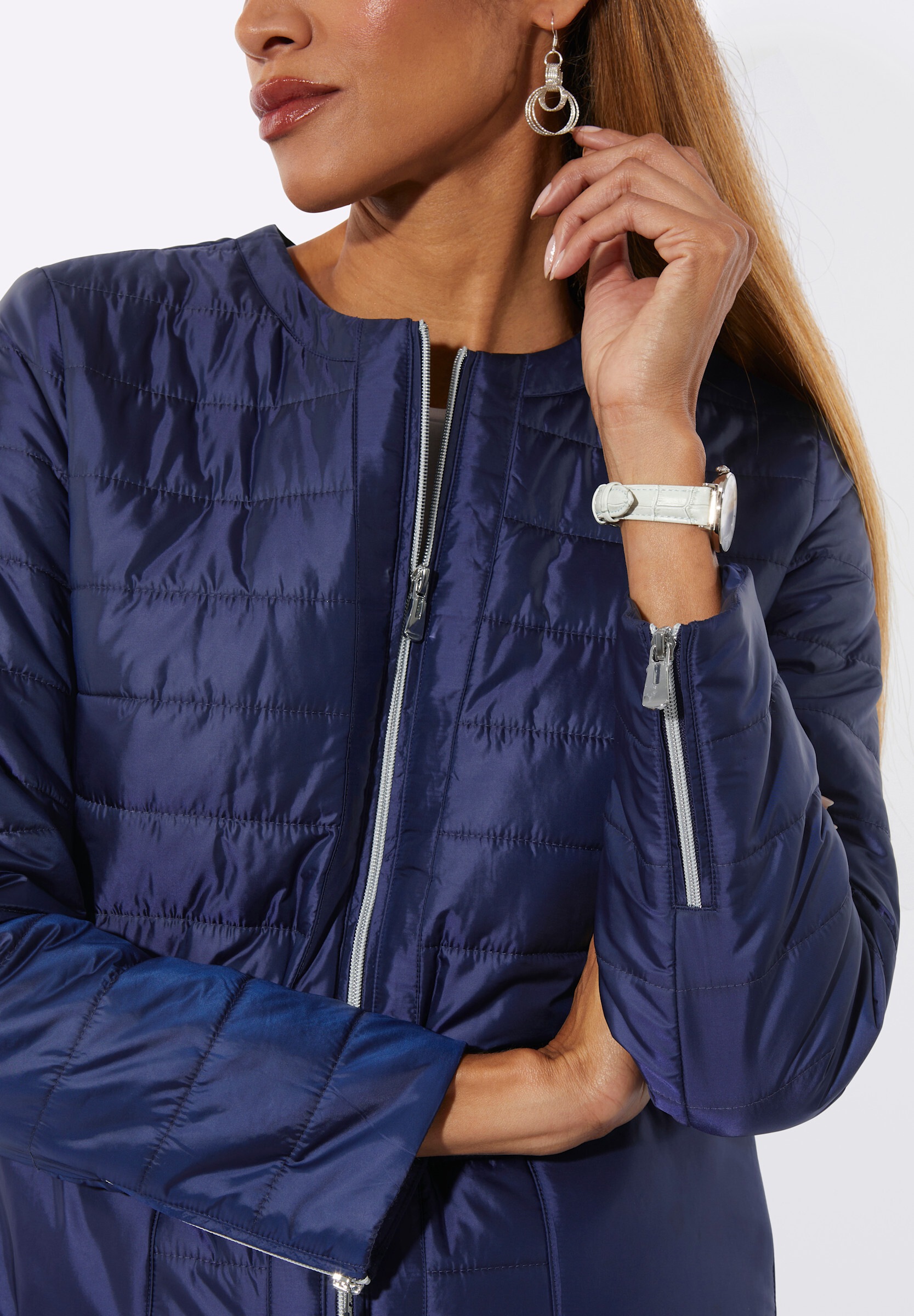 creation L Steppjacke »Steppjacke Steppjacke mit Reißverschluss am Ärmel« ohne Kapuze