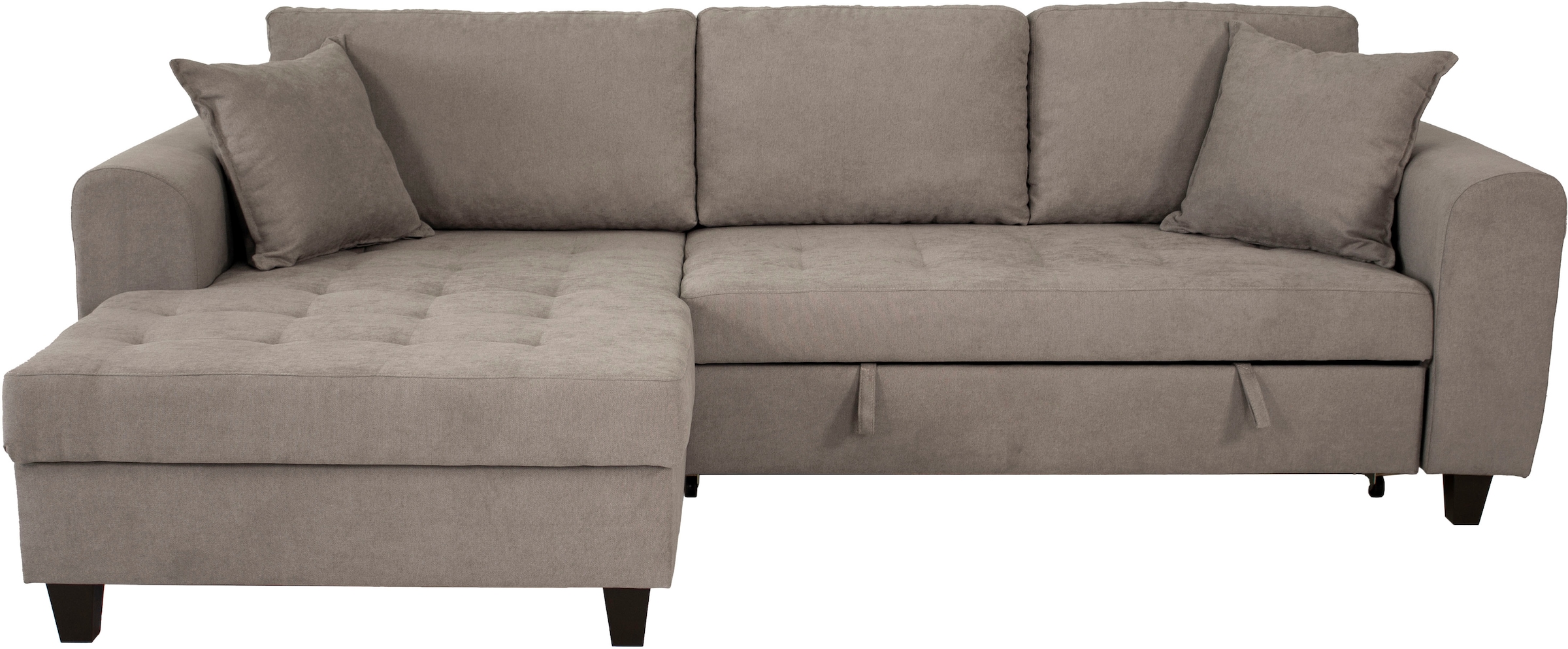Trends by HG Ecksofa »Moritz L-Form, B: 265 cm« mit Bettfunktion, Bettkasten & Zierkissen