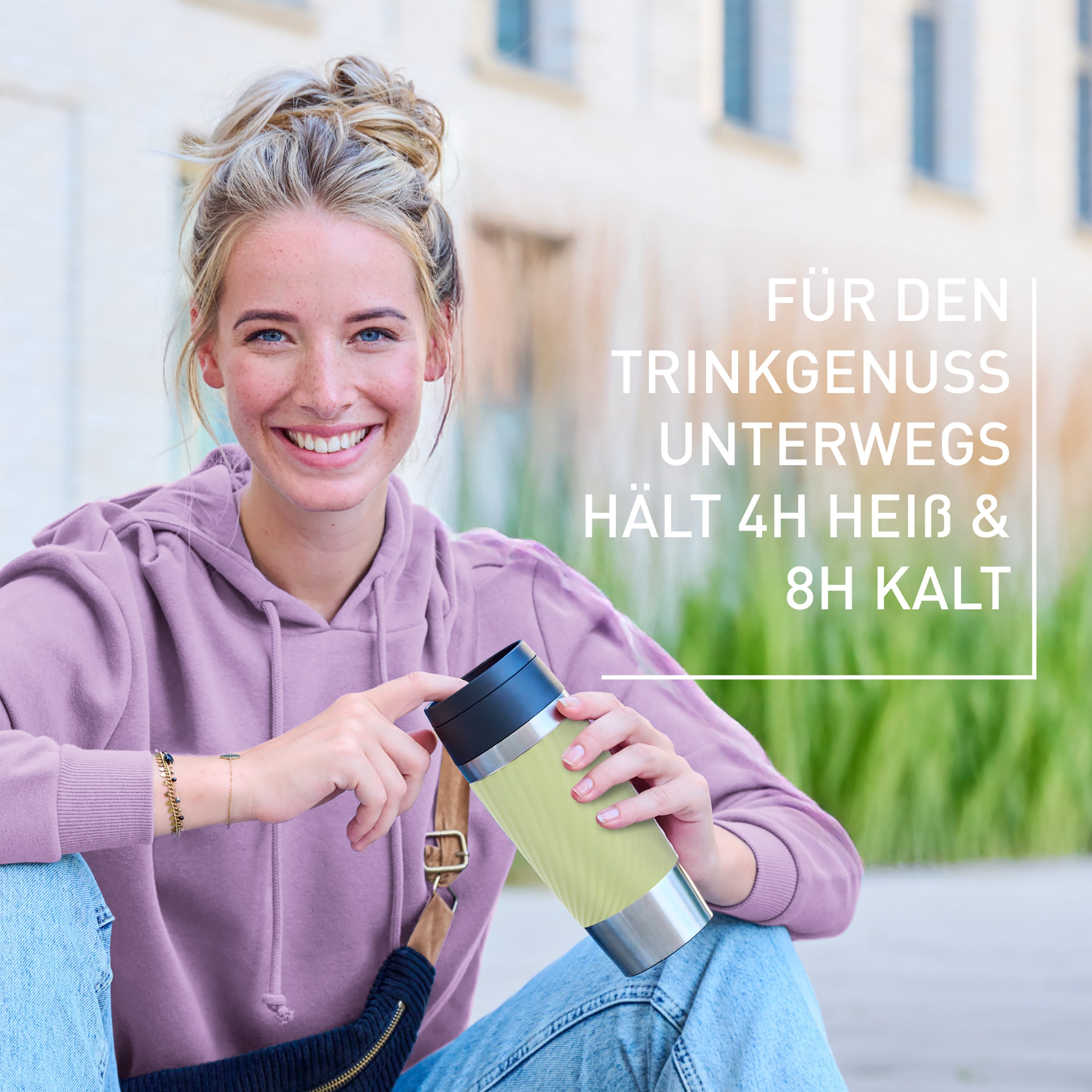 Emsa Thermobecher »Travel Mug Classic Twist« 0,36 Liter, Comfort-Schraubverschluss, Quick-Press, auslaufsicher
