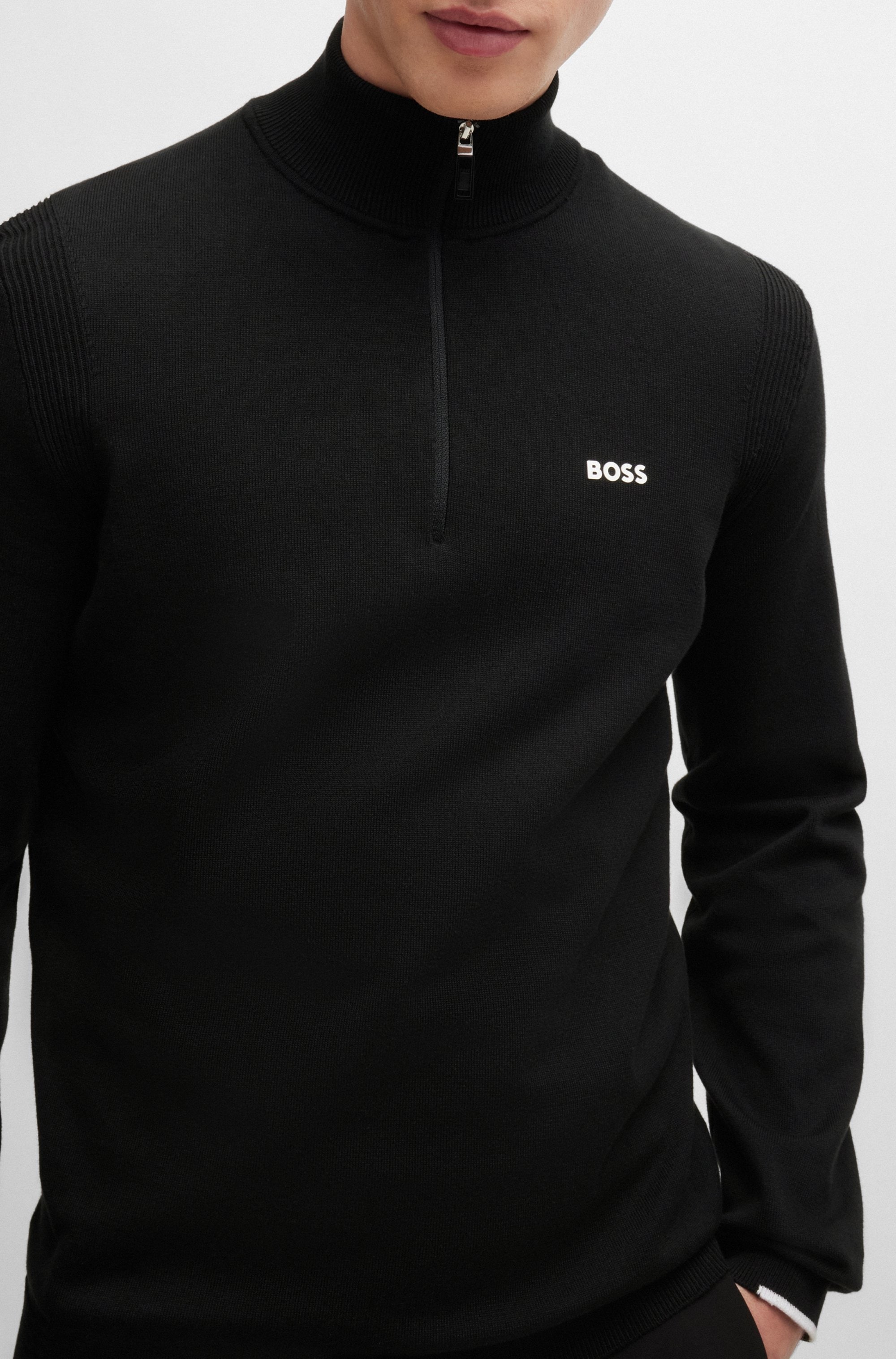BOSS GREEN Strickpullover »Ever-X QZ«, mit Reißverschluss