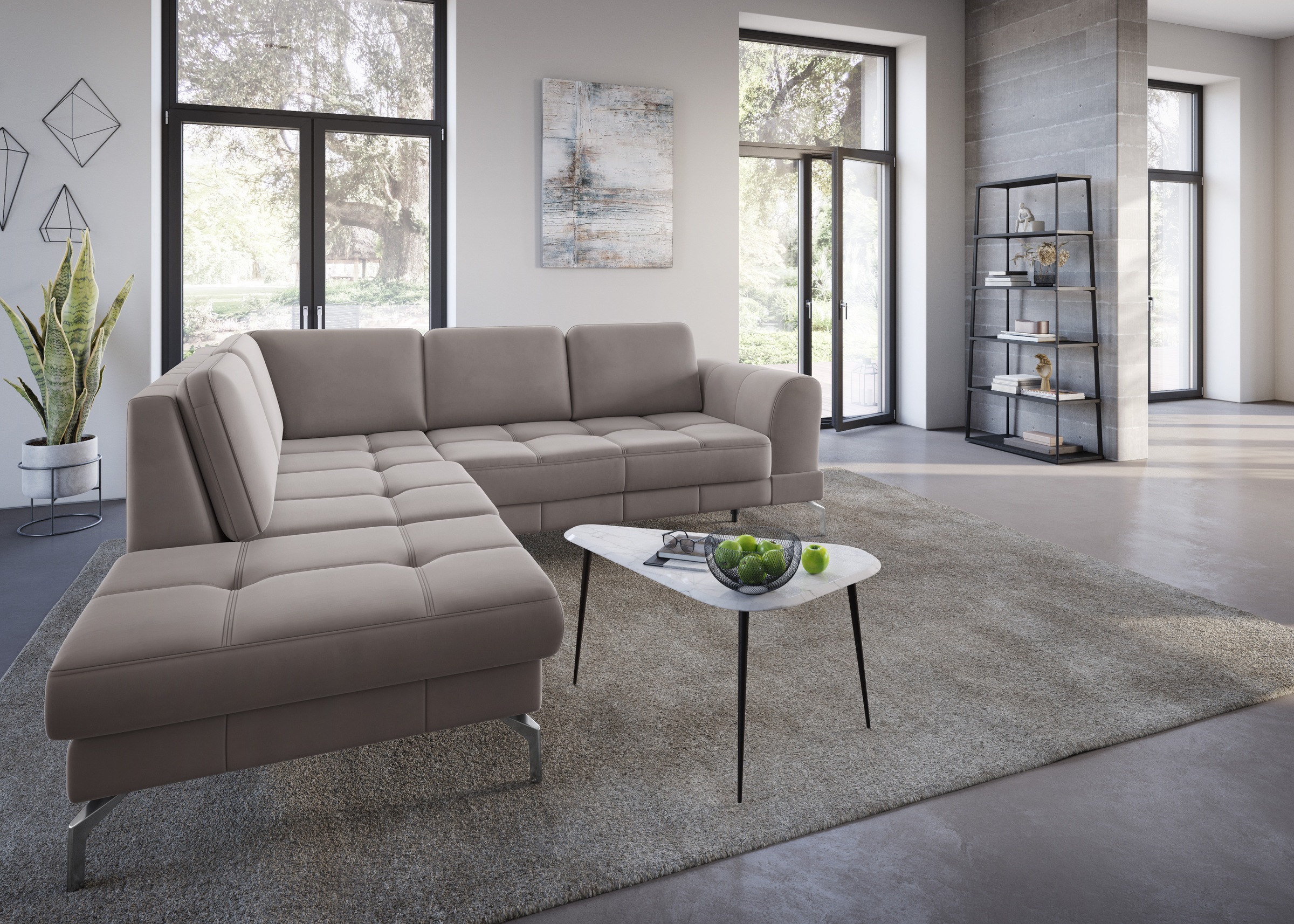 sit&more Ecksofa »Bendigo L-Form« inklusive Sitztiefenverstellung, Bodenfreiheit 15 cm, in 2 Fußfarben