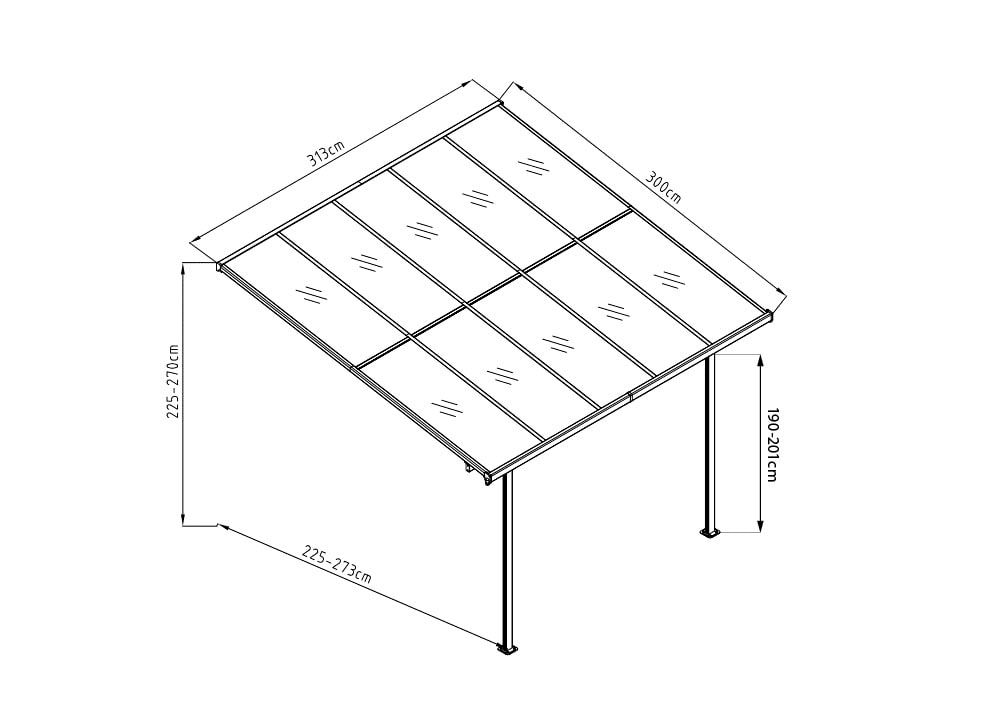 WESTMANN Terrassendach »Bruce«, Rahmen aus pulverbeschichtetem Aluminium, schwarz