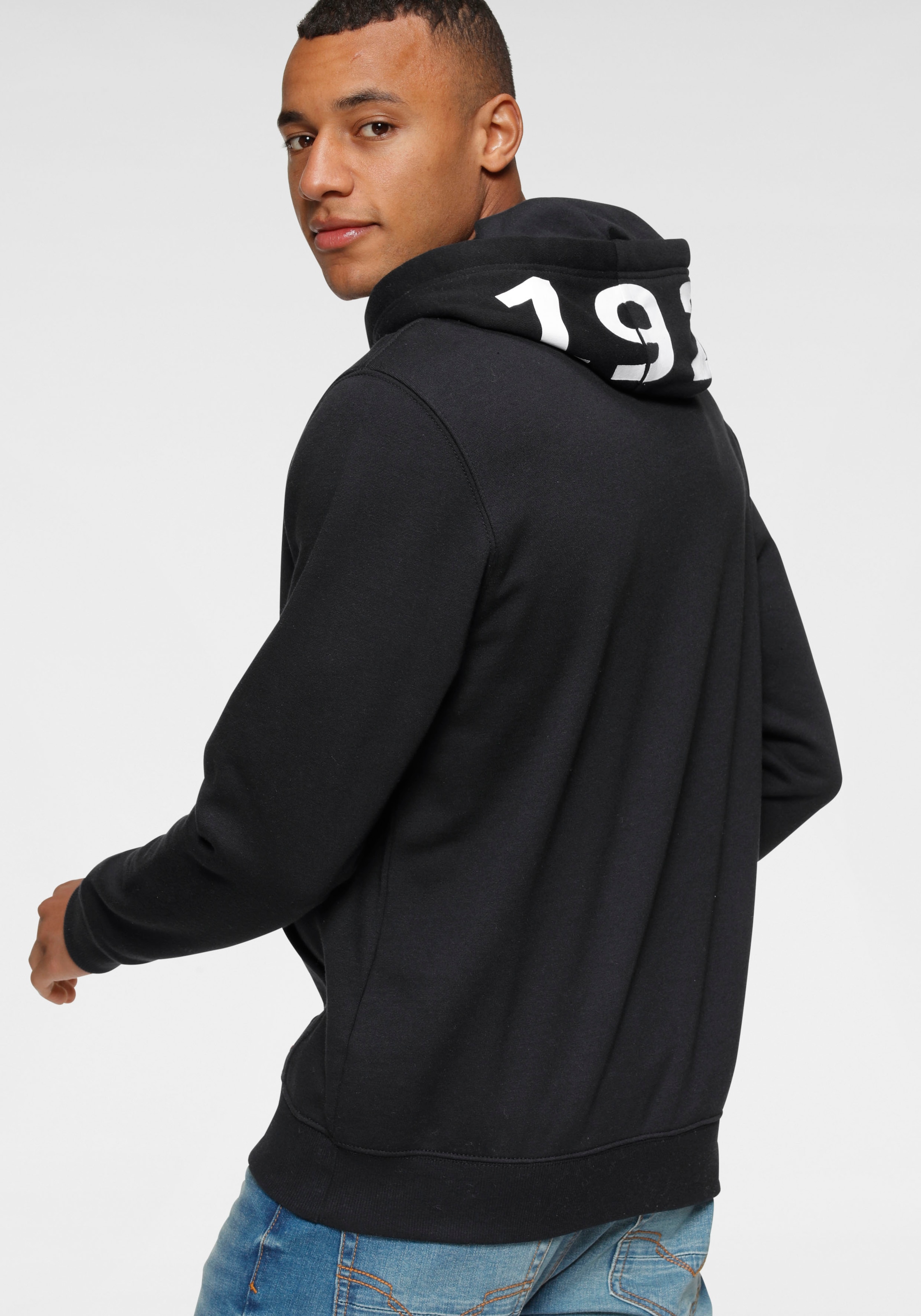 H.I.S Kapuzensweatshirt, mit Print und Badge, Kapuze, für sportliche Outfits