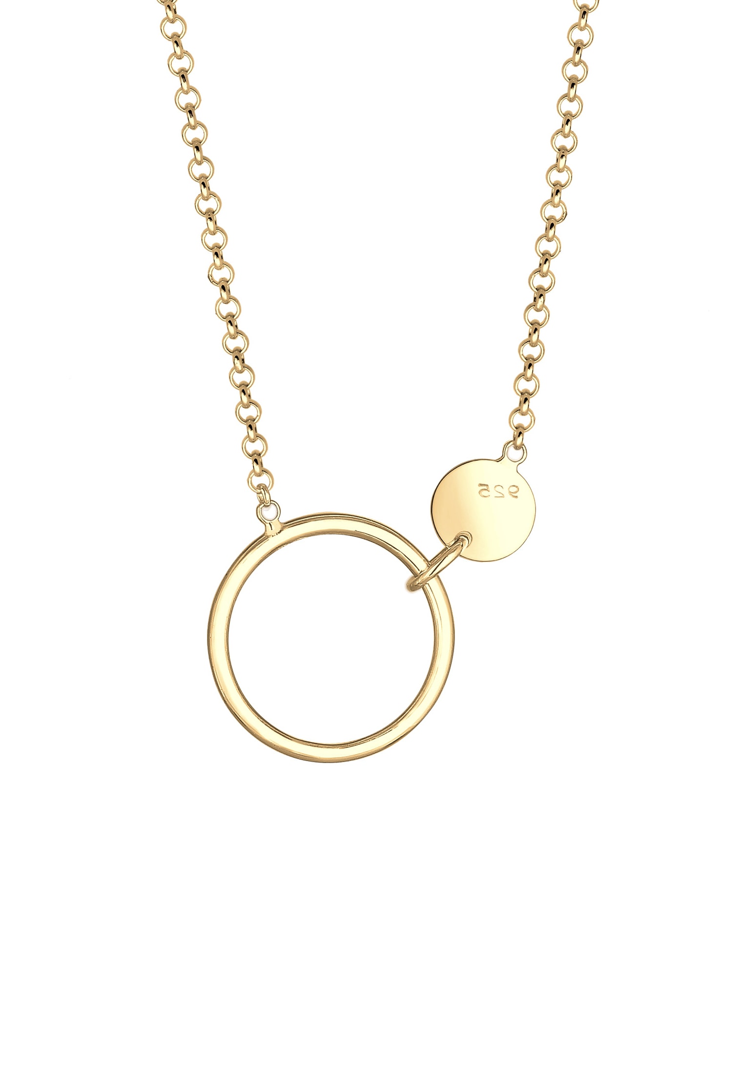 Elli Kette mit Anhänger »Halskette Erbskette Kreis Plättchen Geo Design 925 Sterling Silber«