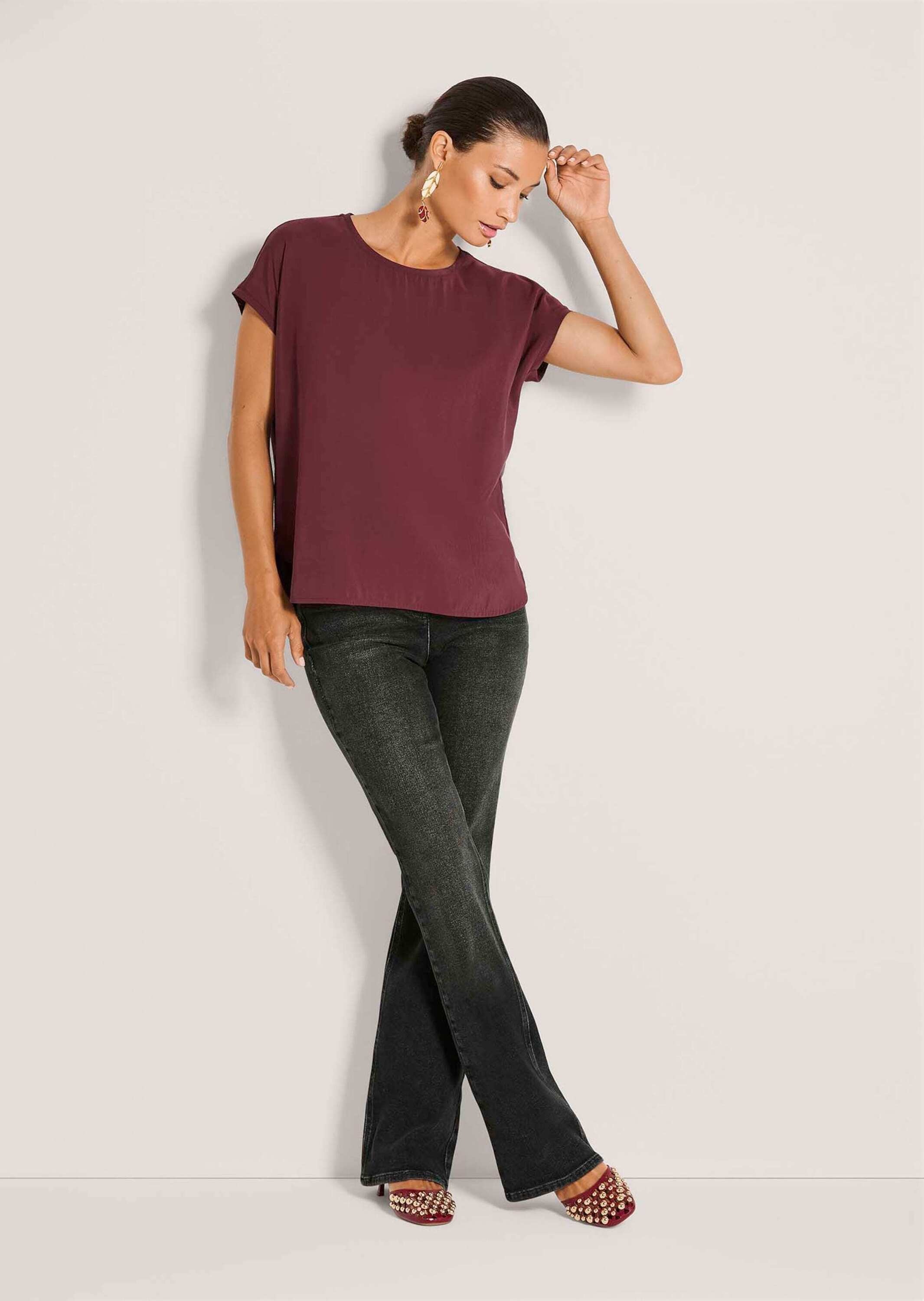 MADELEINE Kurzarmshirt »Blusenshirt Fließendes Viskose-Shirt mit Jersey-Rücken«