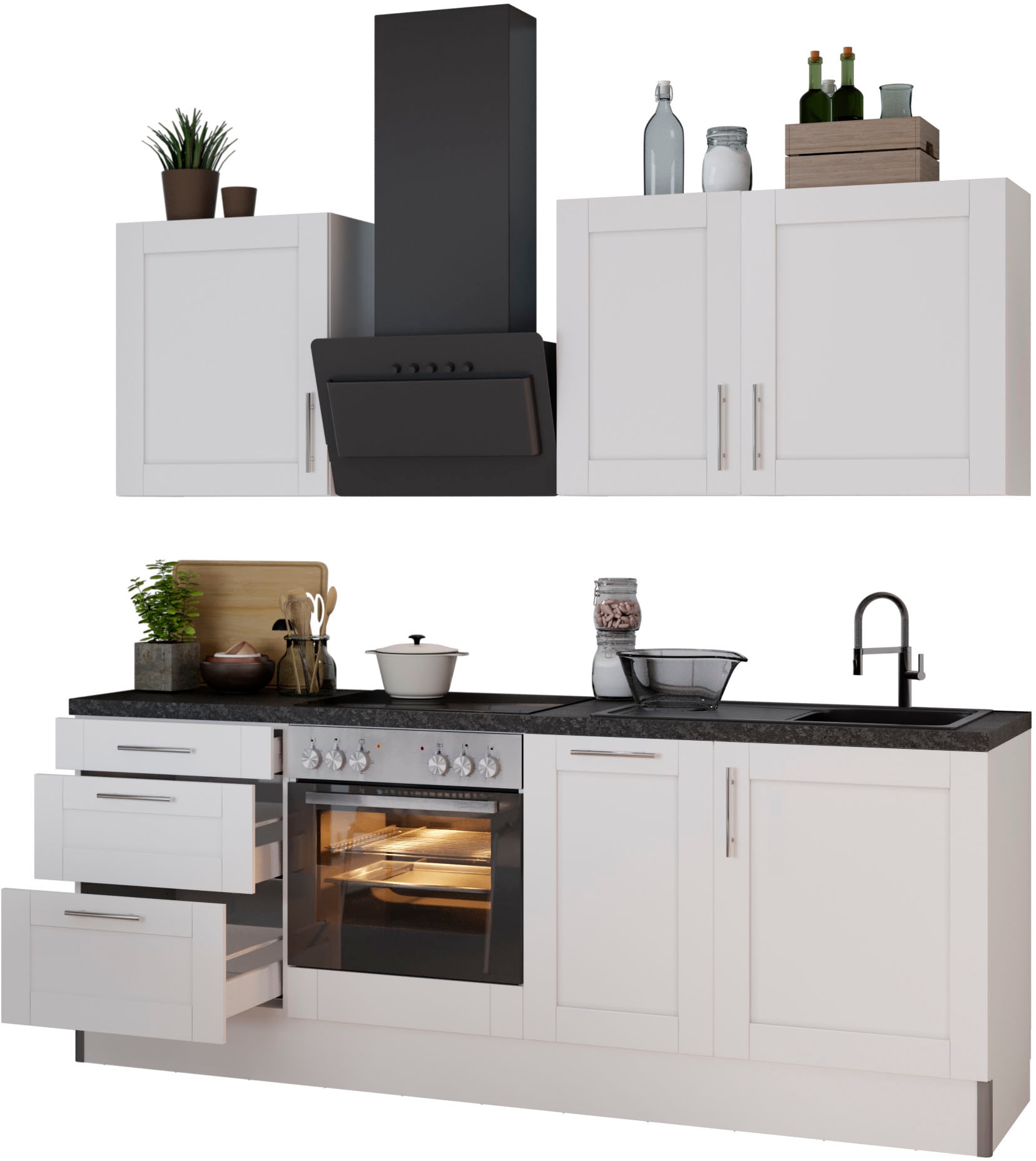 OPTIFIT Küche »Ahus«, 225 cm breit, ohne E-Geräte, MDF Fronten, Soft Close Funktion