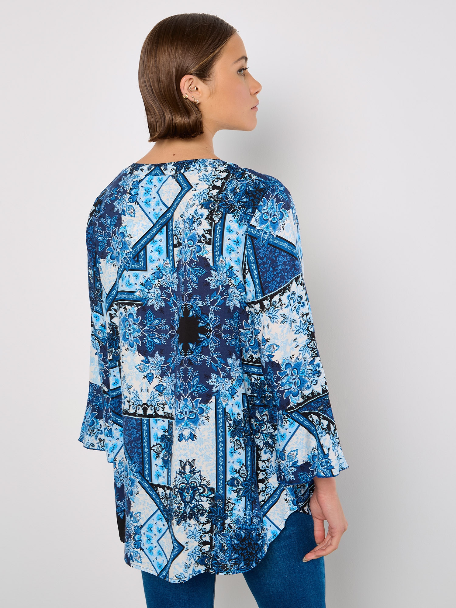 Apricot Blusentop »Bluse mit Schaldruck« mit Trompetenarmen