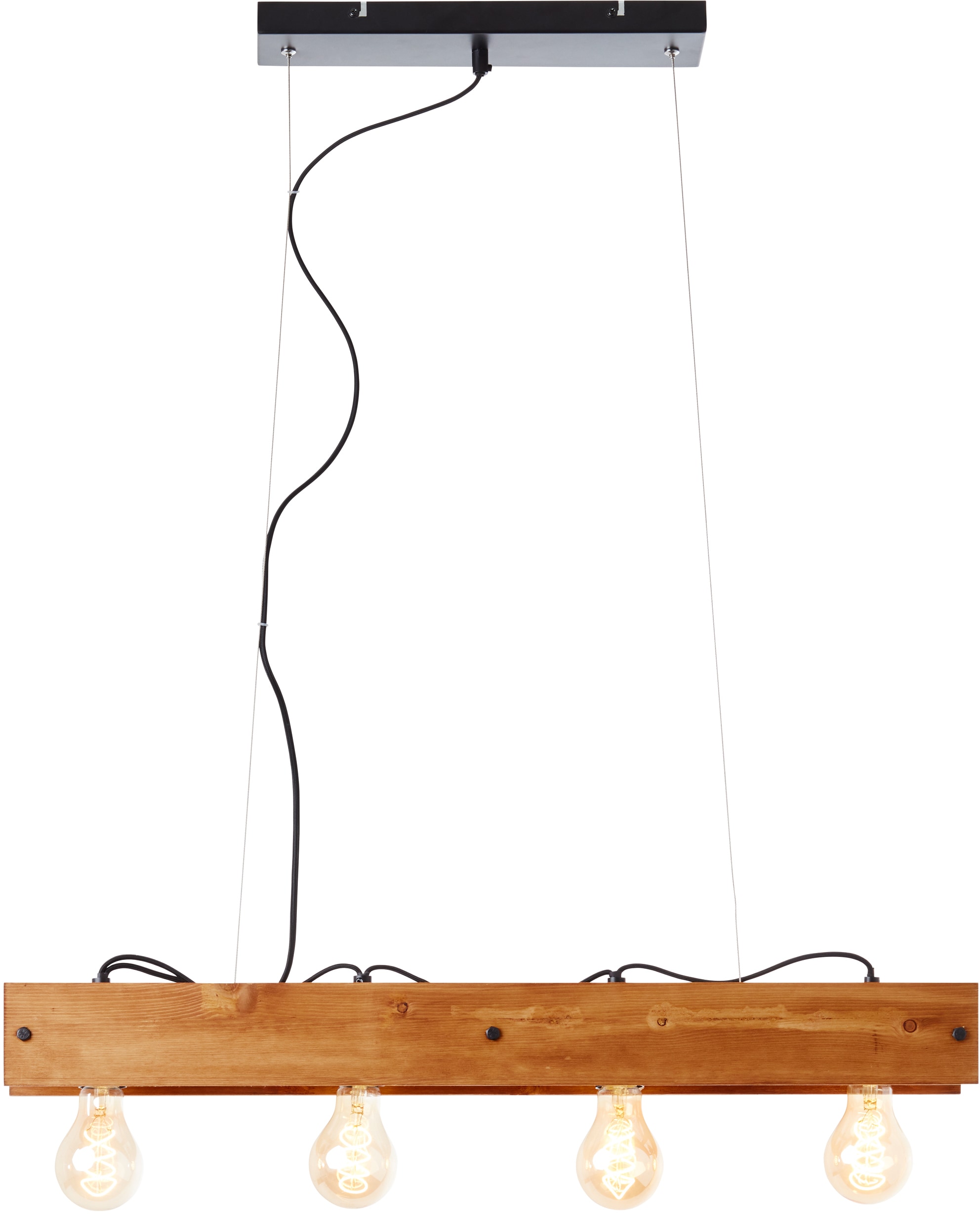 Brilliant Pendelleuchte »Calandra«, 4 flammig, Leuchtmittel E27 | ohne Leuchtmittel, 150 cm Höhe, 75 cm Breite, 4 x E27, Metall/Holz, schwarz/holz