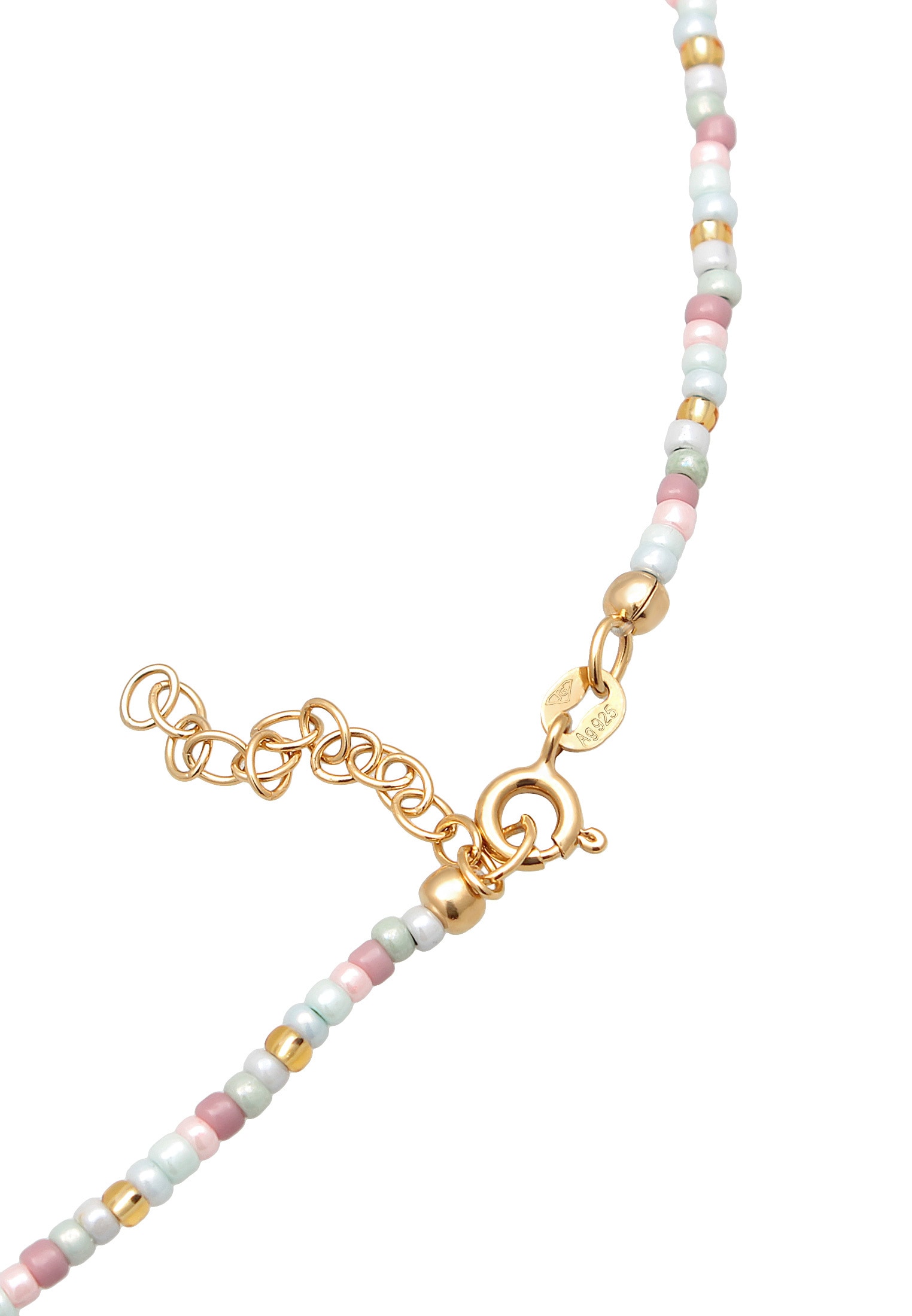 Elli Choker »Halskette Plättchen Glas Beads Bunt 925 Silber vergoldet«