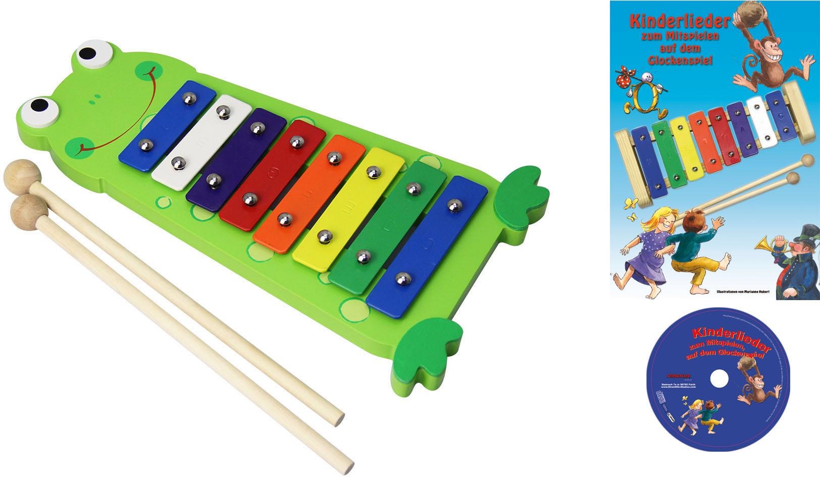 Spielzeug-Musikinstrument »Metallophon Frosch«, mit 8 Tönen und Kinderlieder CD,...