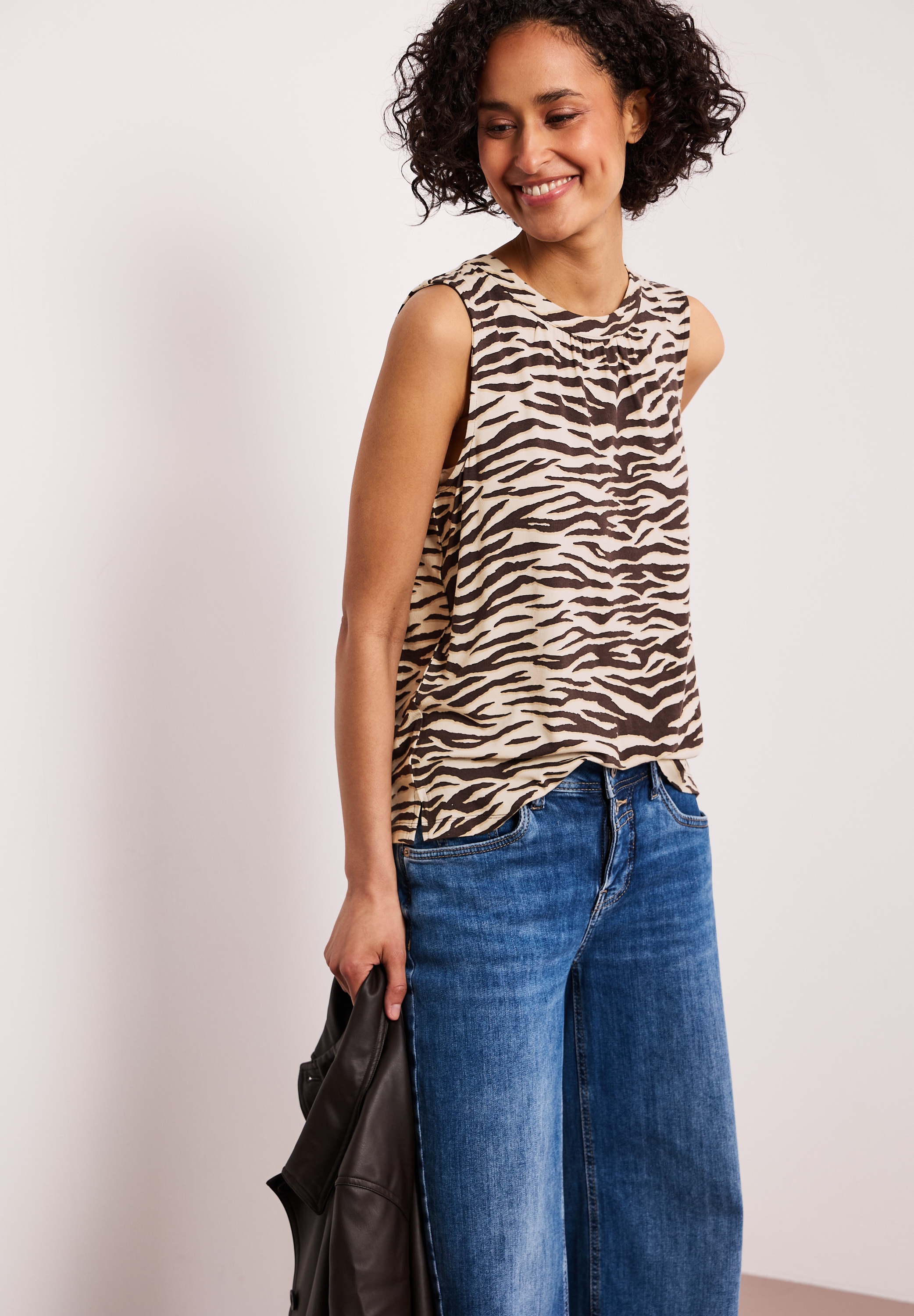 STREET ONE Shirttop Sommershirt mit Zebra-Print