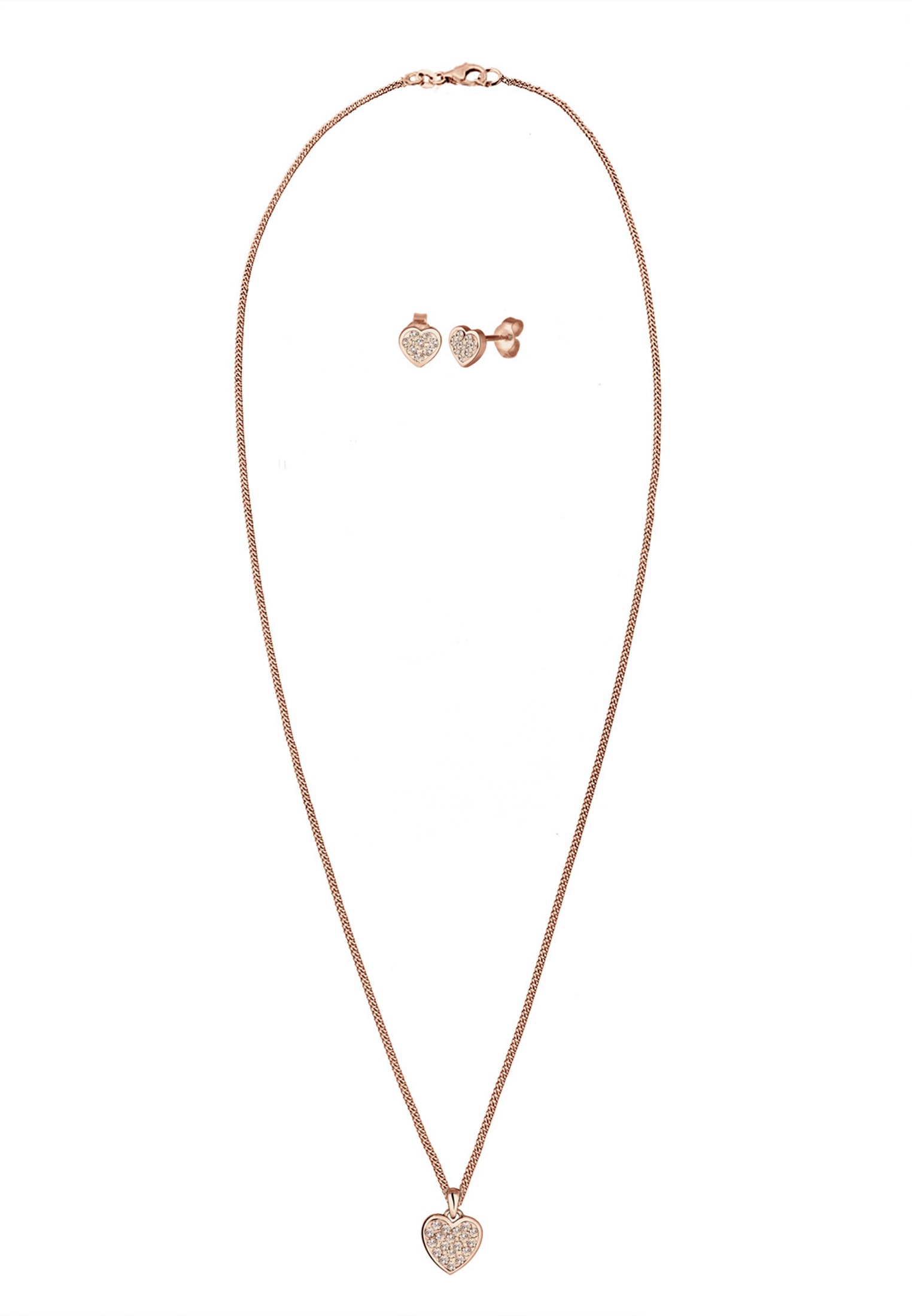 Elli Ohrring und Ketten Set »Schmuckset Herz Weiß 925 Sterling Silber, mit Kristallen von Swarovski®«