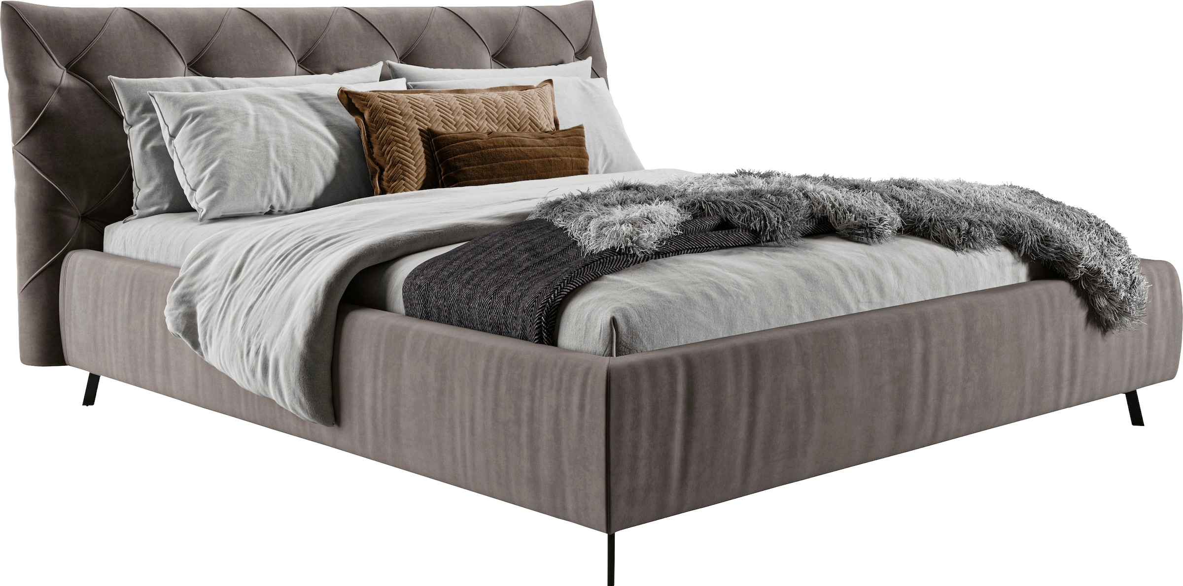 Leonique Polsterbett »Elloree, in 4 Breiten bis 200cm, auch in Leder« Kopfteilhöhe 105 cm, belastbar bis 280 kg, auch in Überlänge 220cm