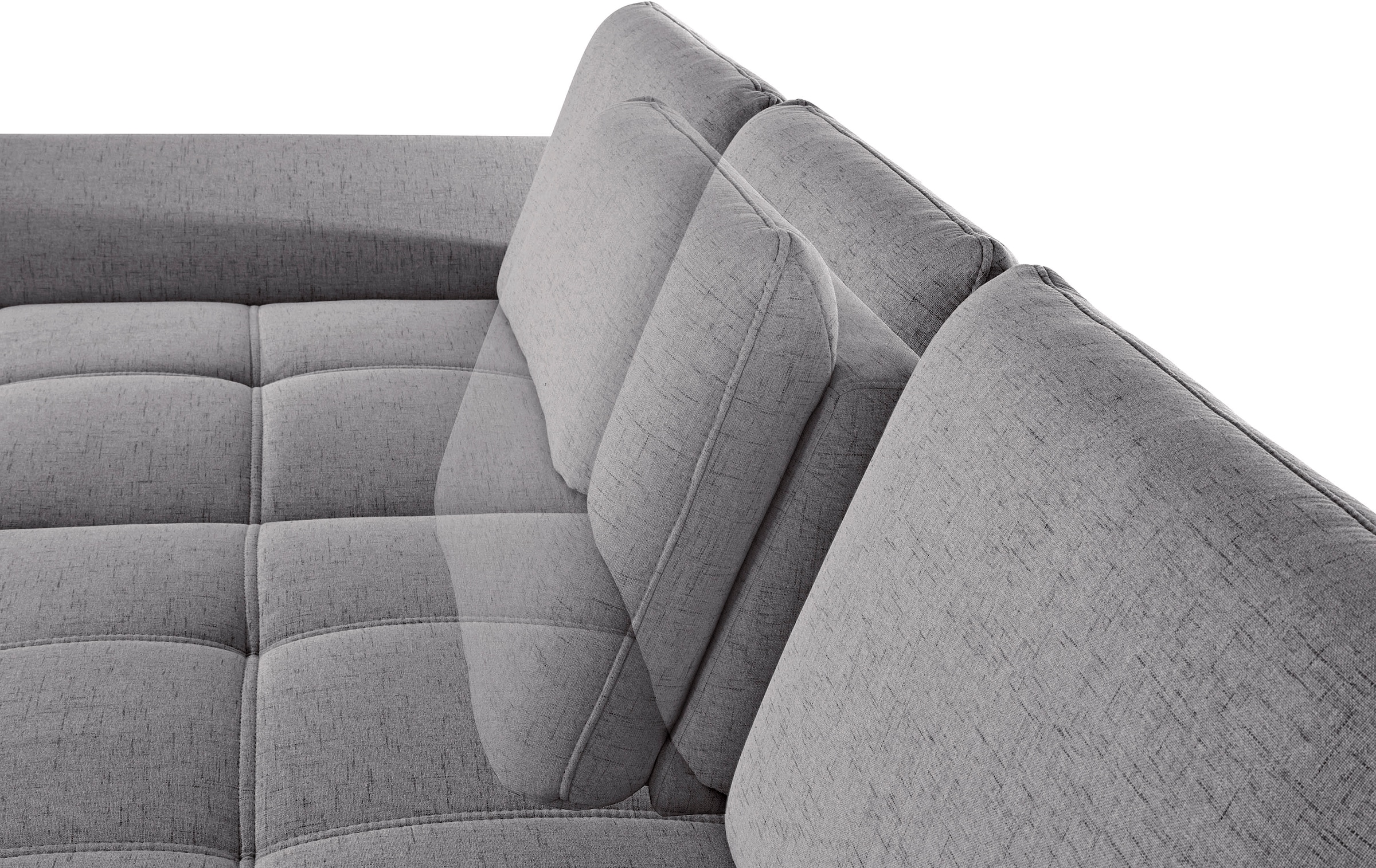 PLACES OF STYLE Ecksofa »Costello L-Form, B: 301 cm mit Sitztiefen-, Armteilverstellung &« 3 Nierenkissen, optional Bettfunktion & Bettkasten