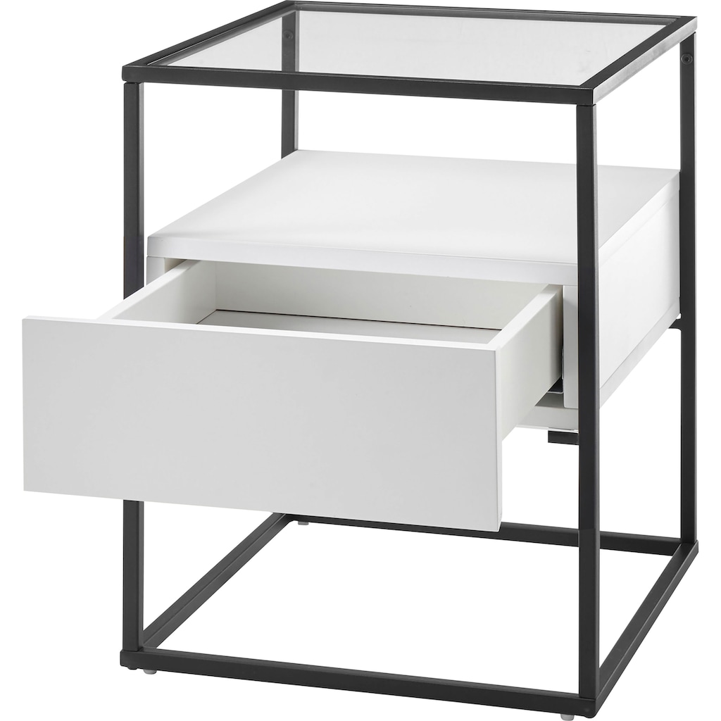 MCA furniture Beistelltisch »Evora«, Glastop mit Schublade push to open